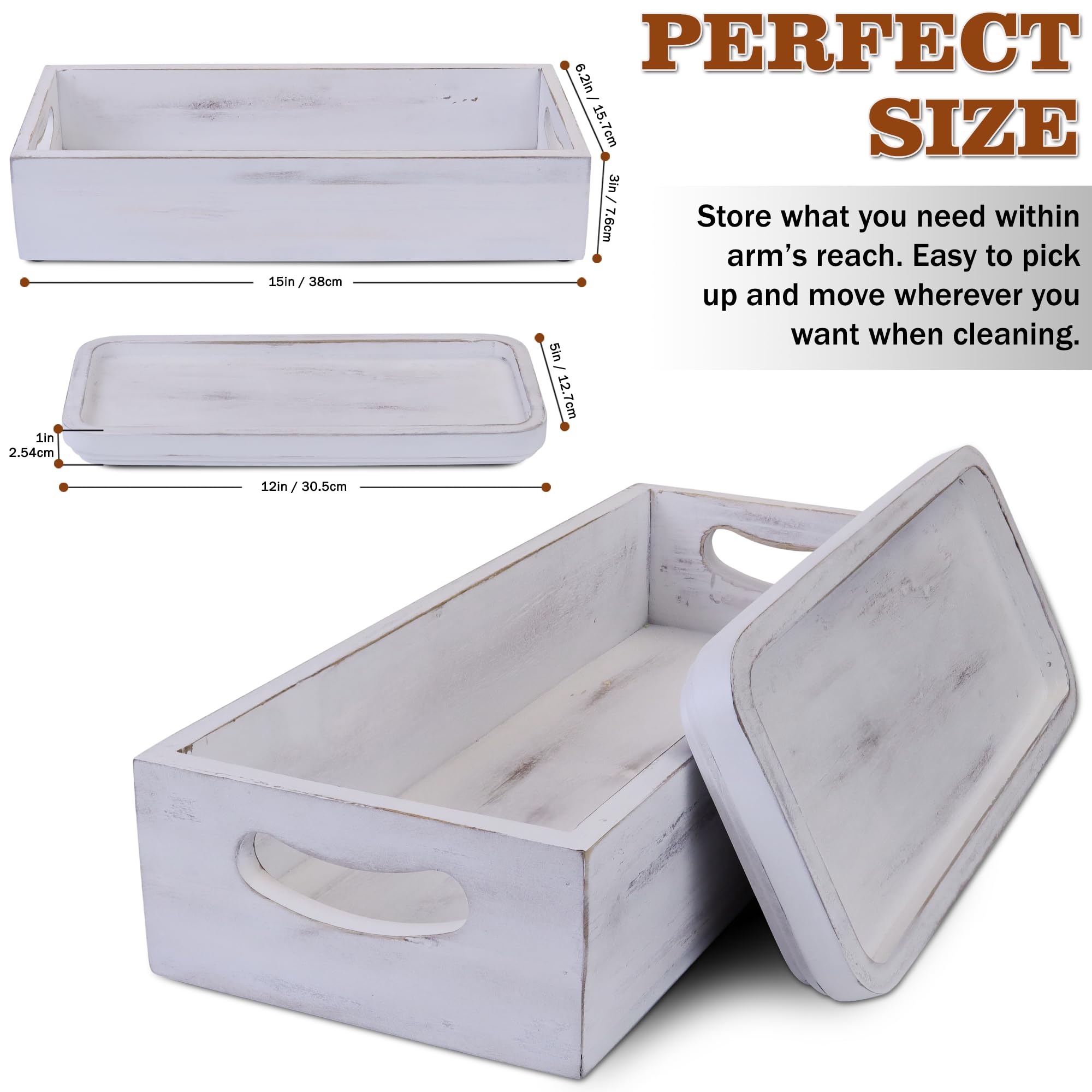 Toilet Tank Tray For Modern White Bathroom Decor Set Of 2 Acacia Toilet Tank Topper Paper Storage Decorative Organizer Box Wood