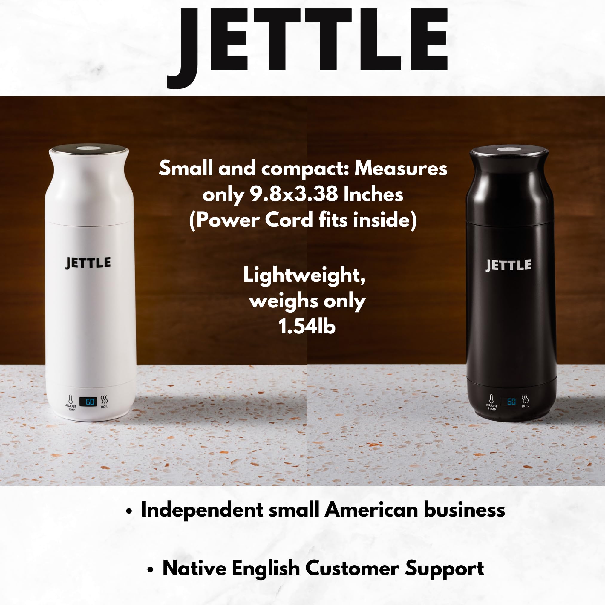 Jettle Electric Kettle - Travel Portable Heater For Coffee Tea Milk Soup - Stainless Steel Travel Water Boiler Tea Pot With Temp
