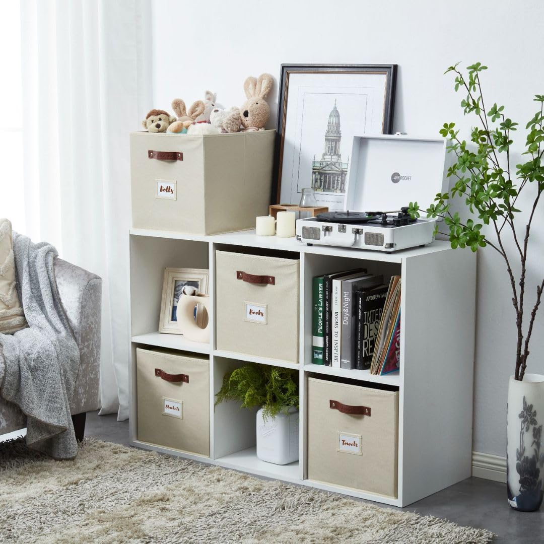 Decomomo Storage Baskets 13X15X13 Storage Cube Bins With Label Holders, Kallax Storage Cubes For Organizing Shelves Nursery Toy