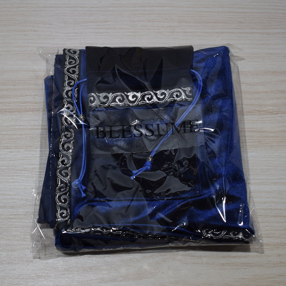 Blessume Square Altar Tarot Table Cloth Divination Wicca Velvet Cloth With Tarot Pouch Blue