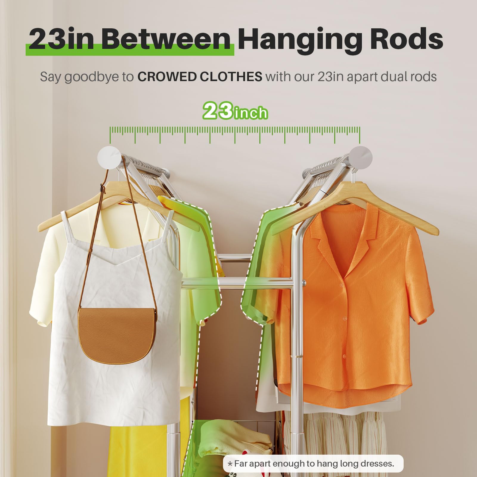 Hokeeper Heavy Duty Clothes Rack, 625 Lbs Clothing Racks With Wheels, Rolling Garment Rack For Hanging Clothes, Commercial Adjus