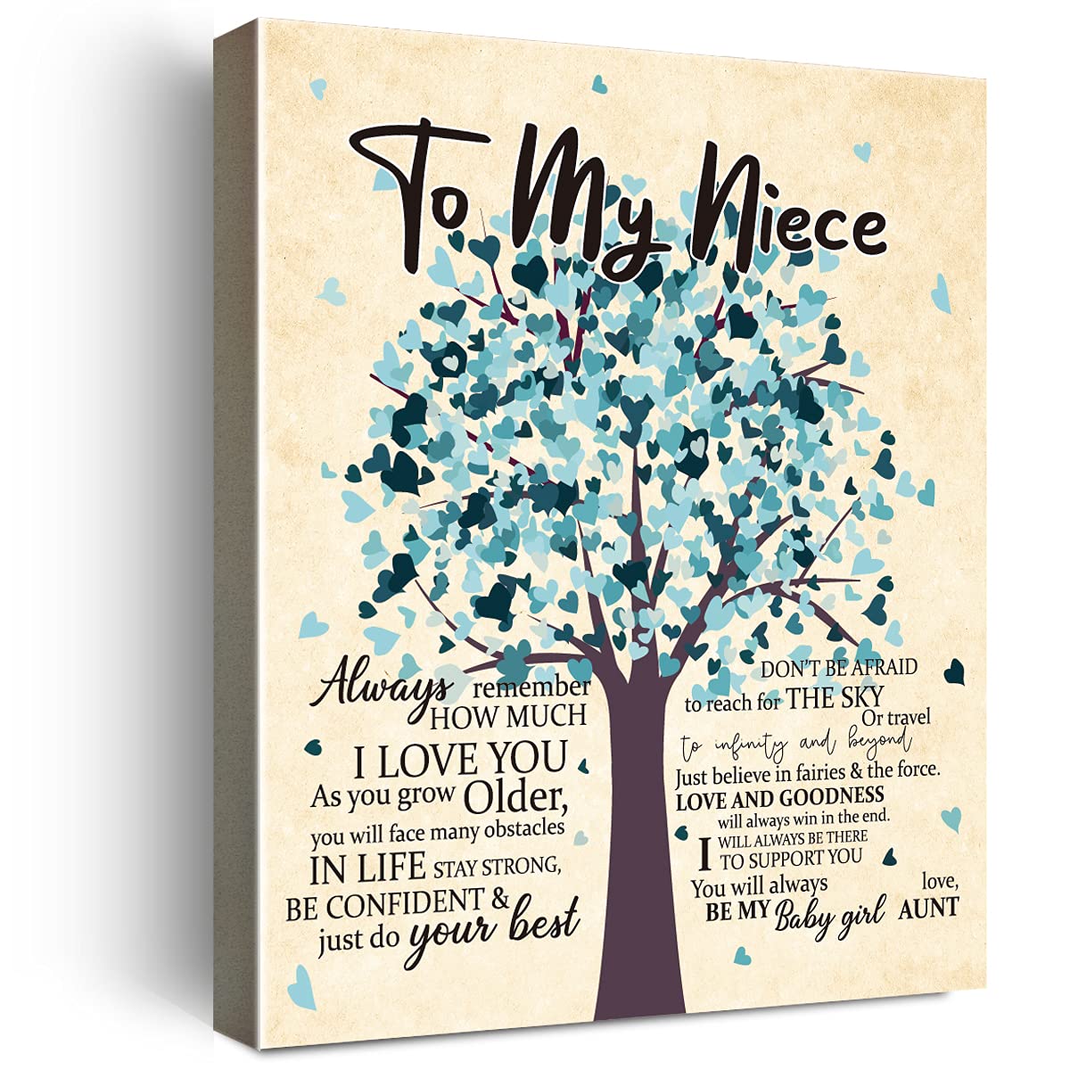 Wailozco Gifts For Niece - Hangable Canvas Poem Prints Framed Poster Wall Art For Niece From Aunt-Meaningful Niece Gifts,Niece H