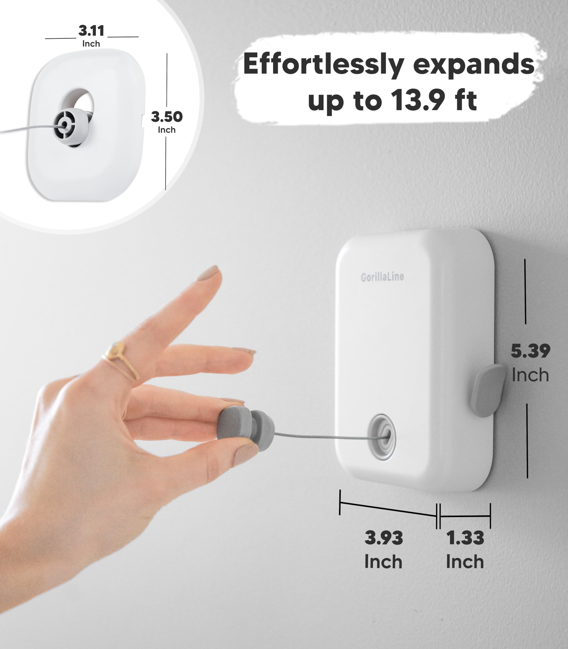 GorillaLine - Retractable Clothesline Indoor Outdoor Clothes Line | Heavy Duty Clothes Drying Laundry Line | Wall Mounted Drying Rack Clothing Line | Retracting Hanging | Features Secure Lock System