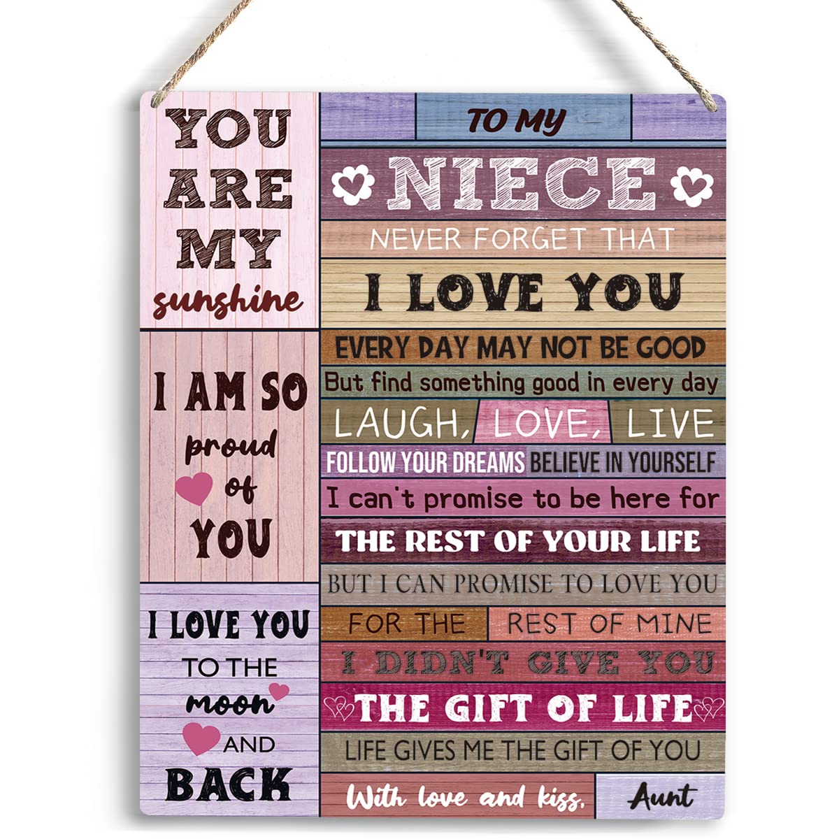 Niece Gifts from Auntie To My Niece Wooden Hanging Sign Back to School Encouragement Gift for Niece from Aunt Uncle Wall Decor f