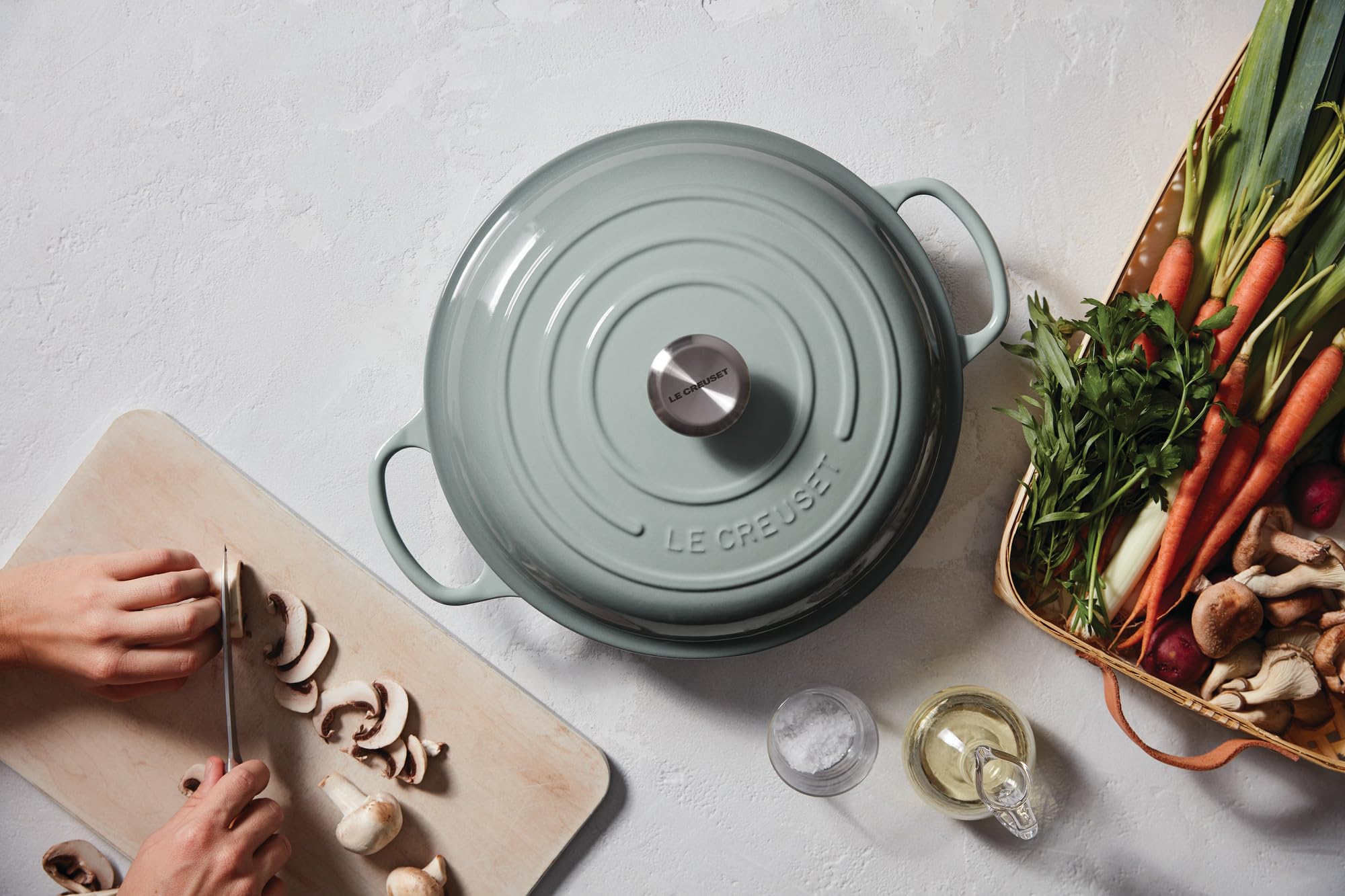 Le Creuset Enameled Cast Iron Signature Braiser, 3.5 Qt., Sea Salt