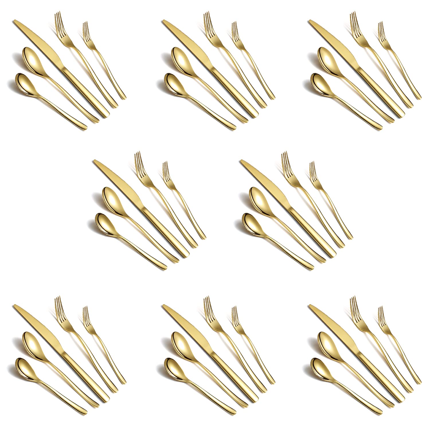 Homquen 40-Piece Gold Silverware Set, Gold Flatware Set For 8, Stainless Steel Tableware Cutlery Set, Utensil Sets For Kitchen,