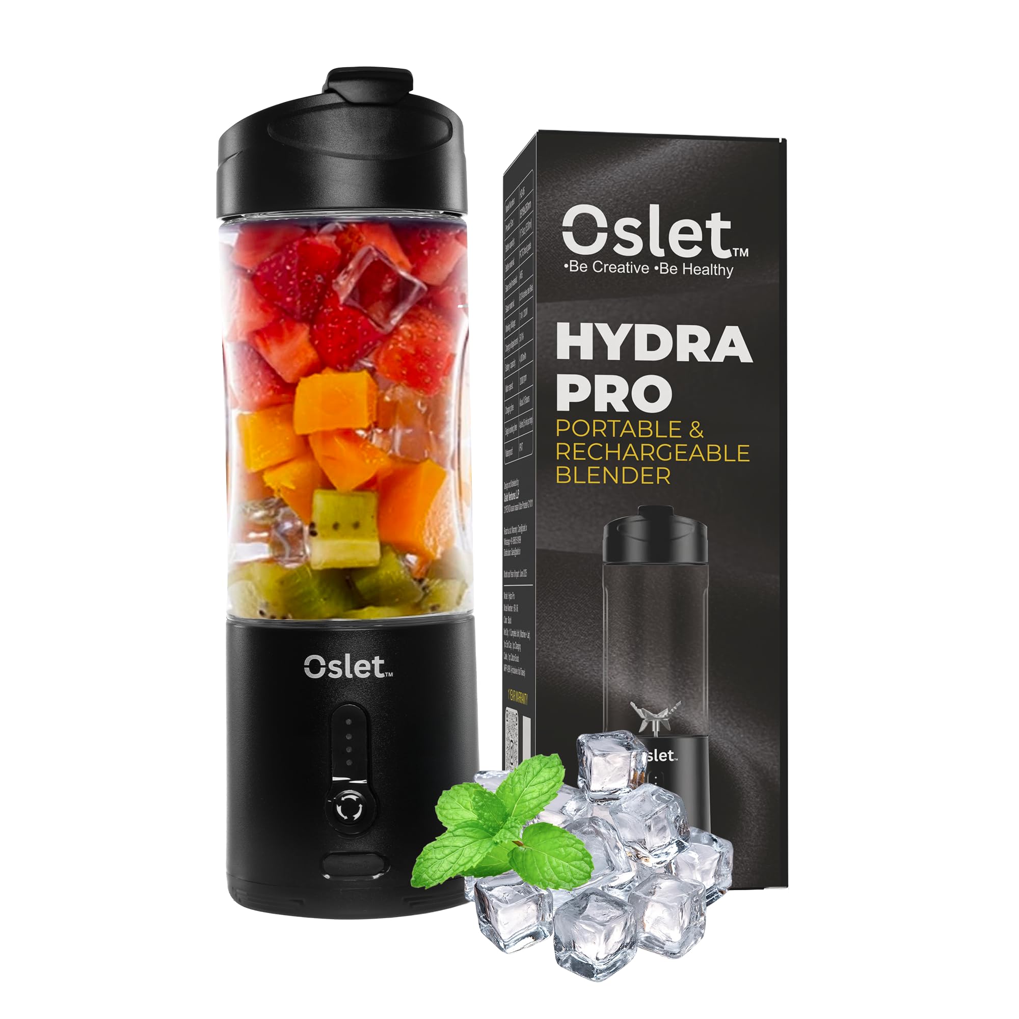Oslet Hydrapro 230W Portable Blender For Smoothies, Shakes & Baby Food | 20,000 Rpm | 4000Mah Battery (25+ Blends) | 6 Blades | 