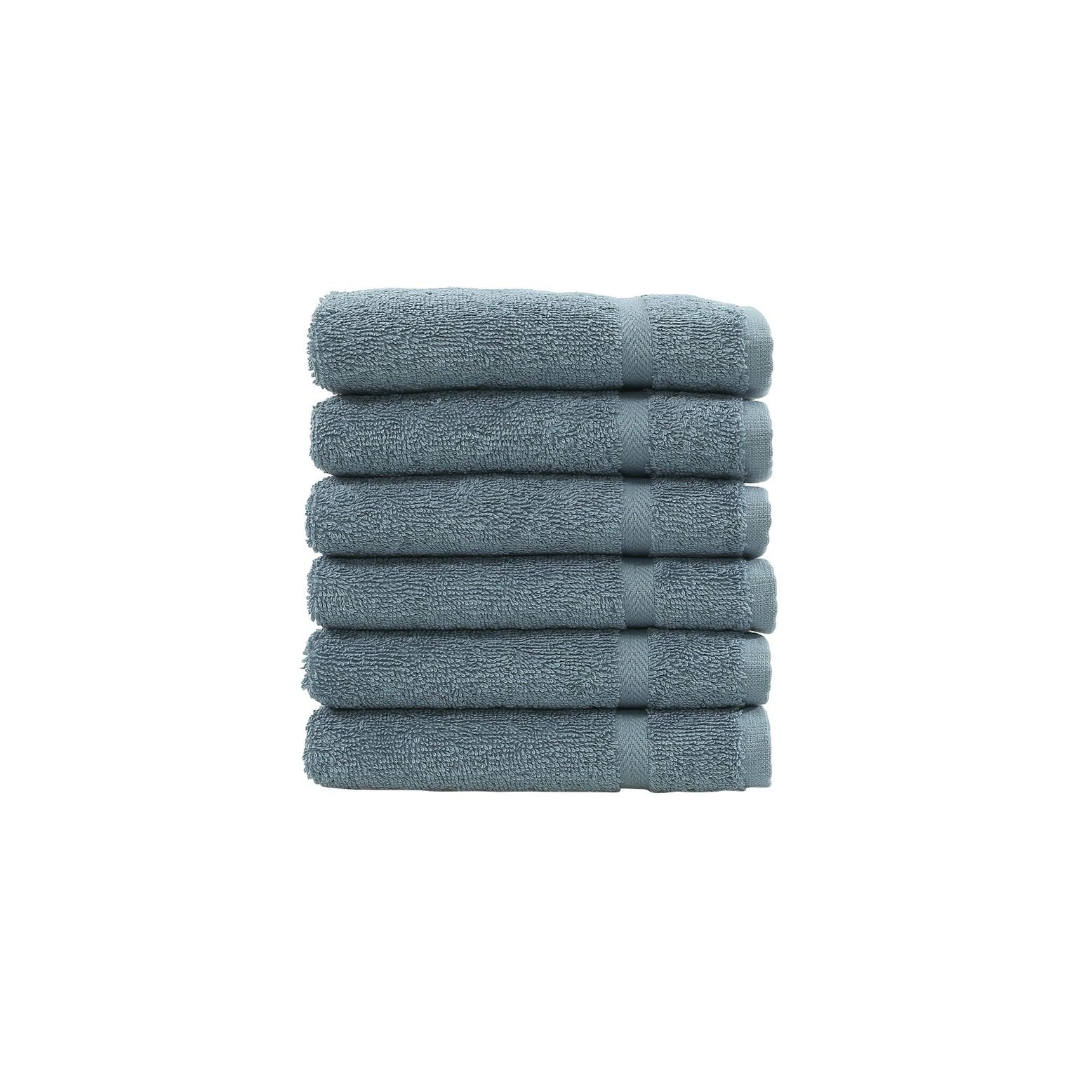 Linum Home Textiles 100% Turkish Cotton Denzi Washcloths, Set Of 6, Light Blue