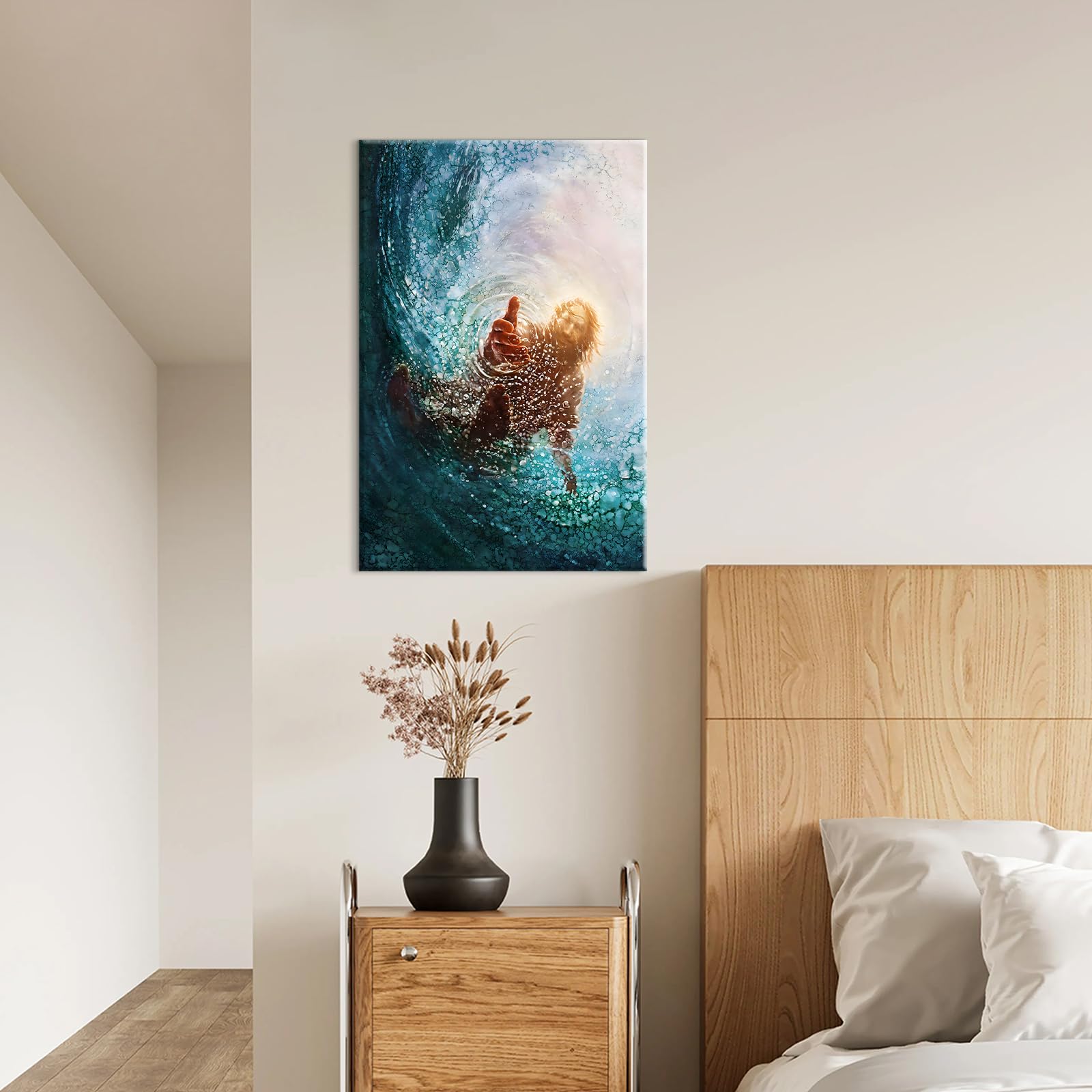 Jesus Christ Canvas Wall Art Jesus Saving Peter From Drowning Modern Religious God Poster Hd Framed Print Painting Picture Artwo