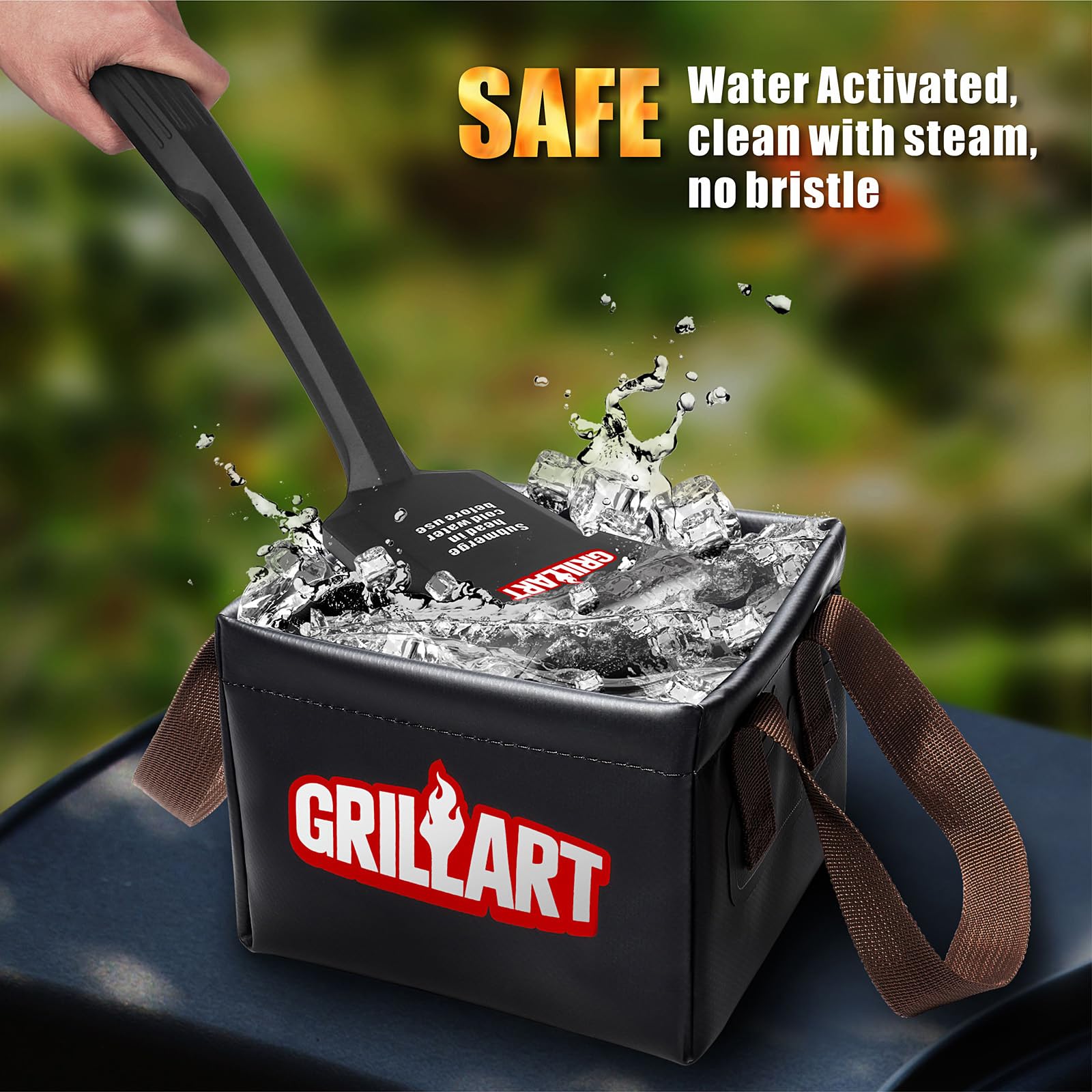 Grillart Grill Brush Bristle Free, Steamwizards [Ultra Safe & Efficient] Grill Cleaner Brush With 1 Replacement Head, For Cast I