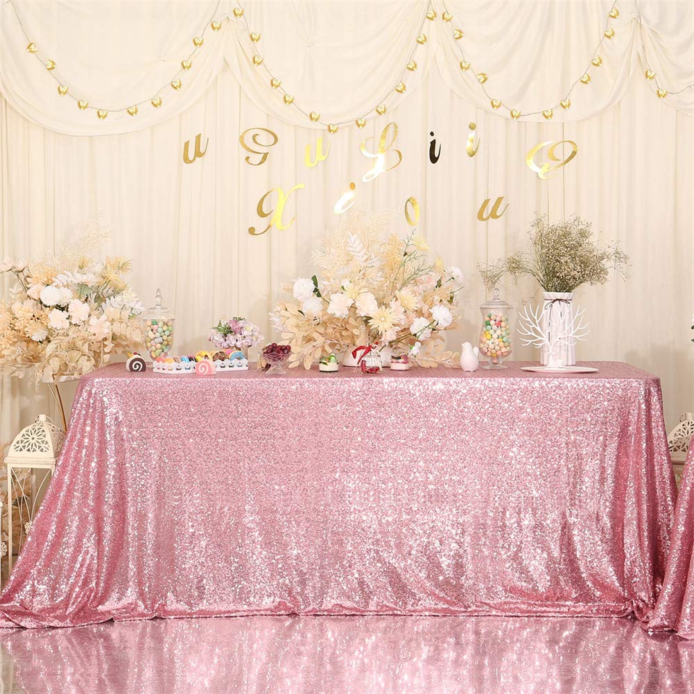 Eternal Beauty Sequin Tablecloth  50x80 Rectangle Valentine's Day Sequin Tablecloth for Party Cake Dessert Table Exhibition Events Fuchsia Pink