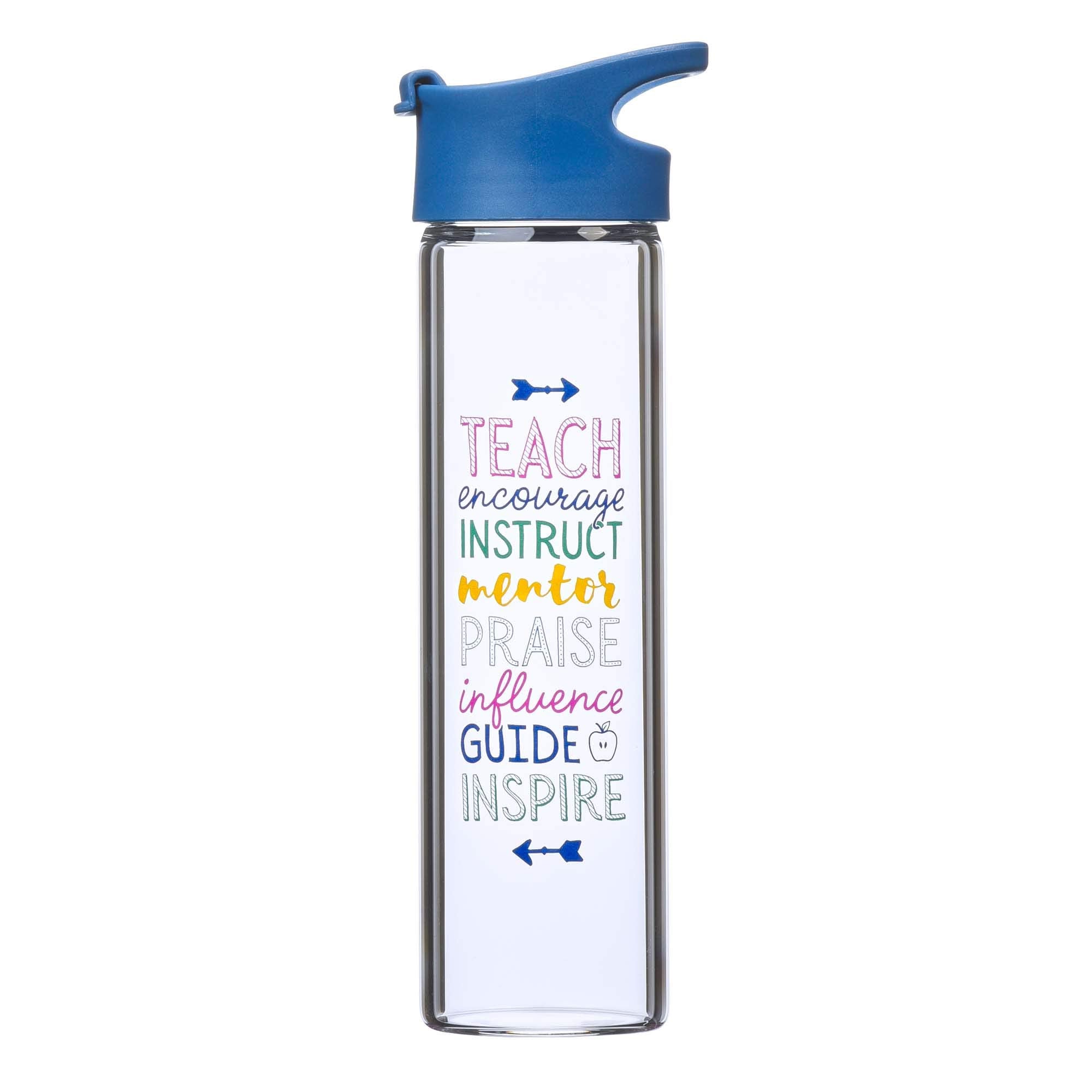 Christian Art Gifts with Love Glass Water Bottle A Great Teacher Arrows, 20oz, Blue