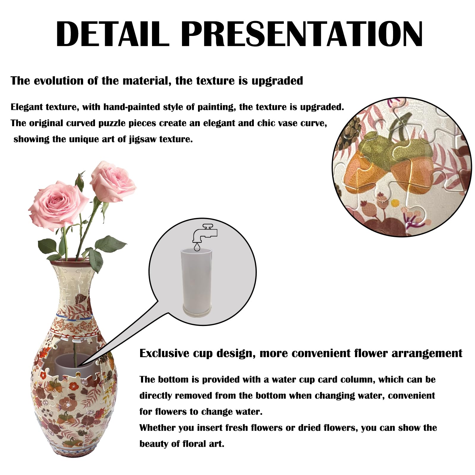 HHSME 3D Puzzle Vase - Unique Autumn Flower Vase, 160 Curved Plastic Pieces, DIY Jigsaw Gift for Adults, Model SH1689