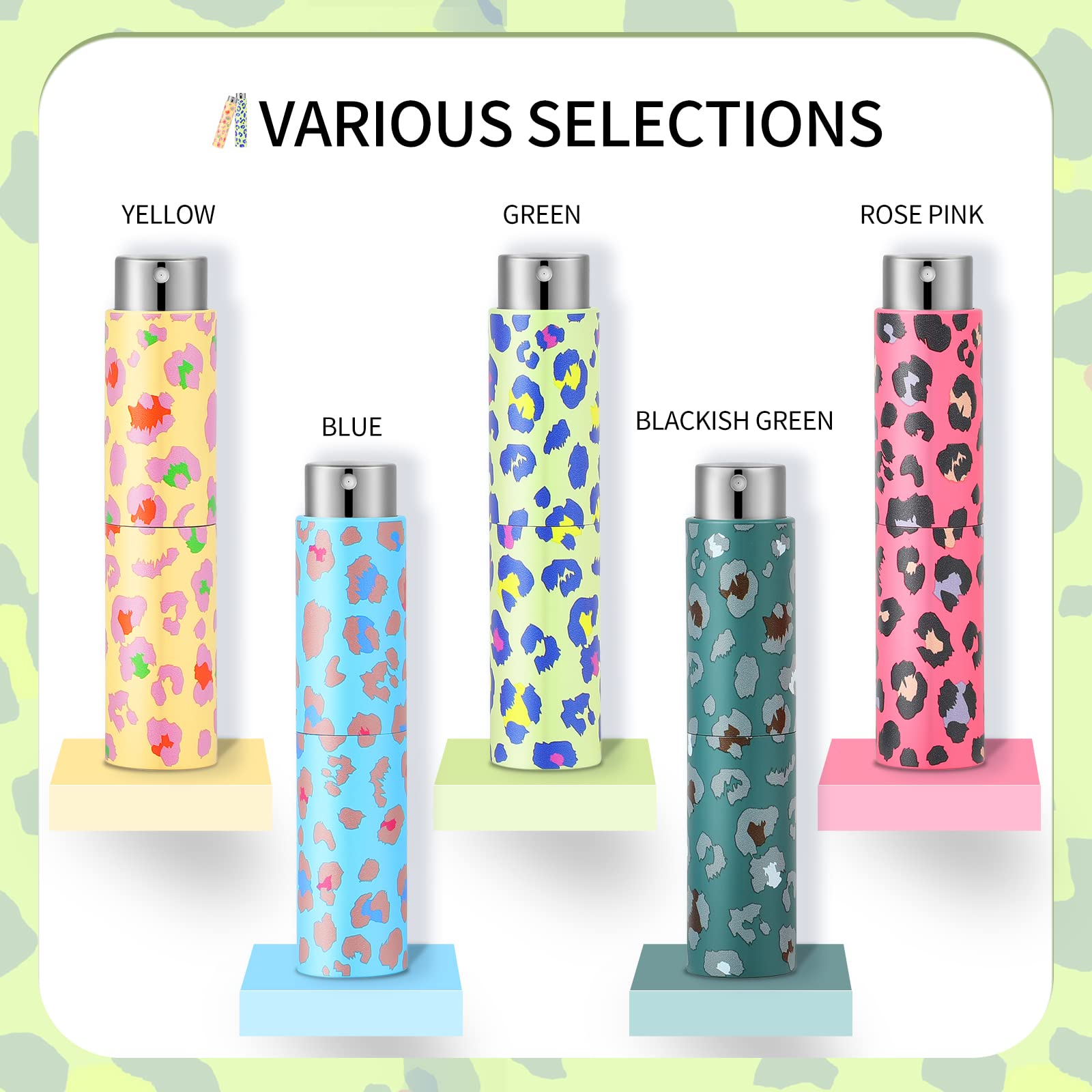 Lil Ray 8ml/5PCS Portable Mini Perfume Atomizer Spray Bottle  Leopard Print Travel Refillable Atomizer Sprayer for Perfume Cologn  Fragrance with Twist Design