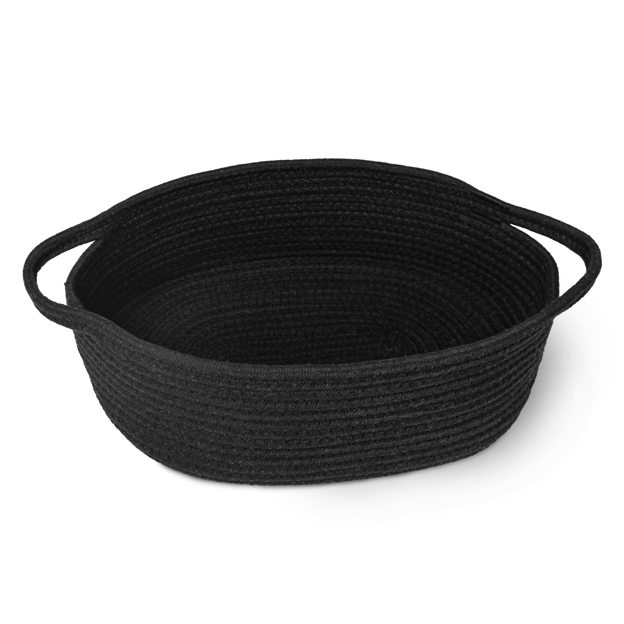 MEGASKET Black Woven Basket, 13    x 9    x 5    Cute Dog Toy Basket, Soft Cotton Rope Storage Box, Cat Toy Bin, Baskets for Gif