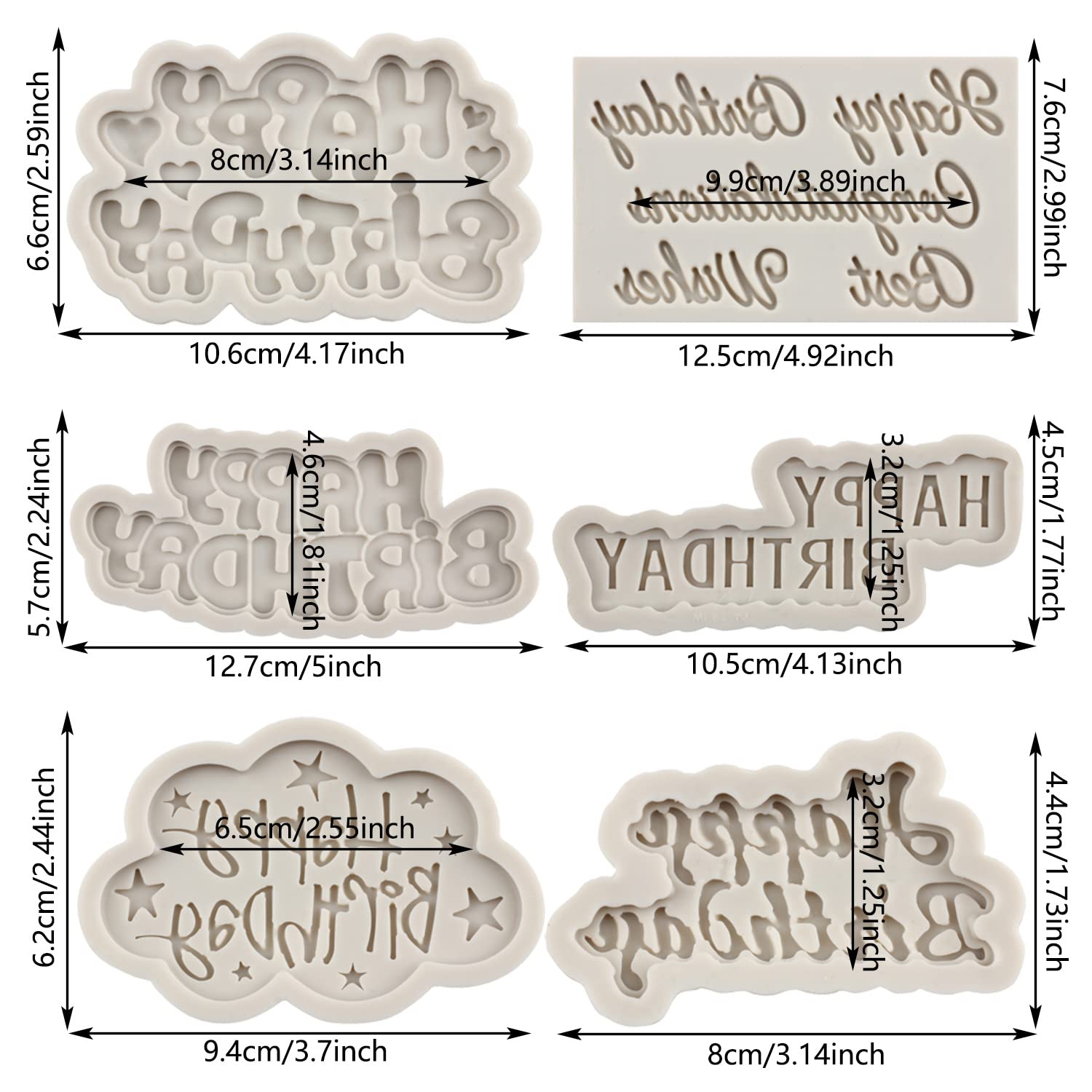 Mypracs Happy Birthday Silicone Molds Birthday Alphabet Fondant Silicone Mold Letters Chocolate Molds For Birthday Party Cake De