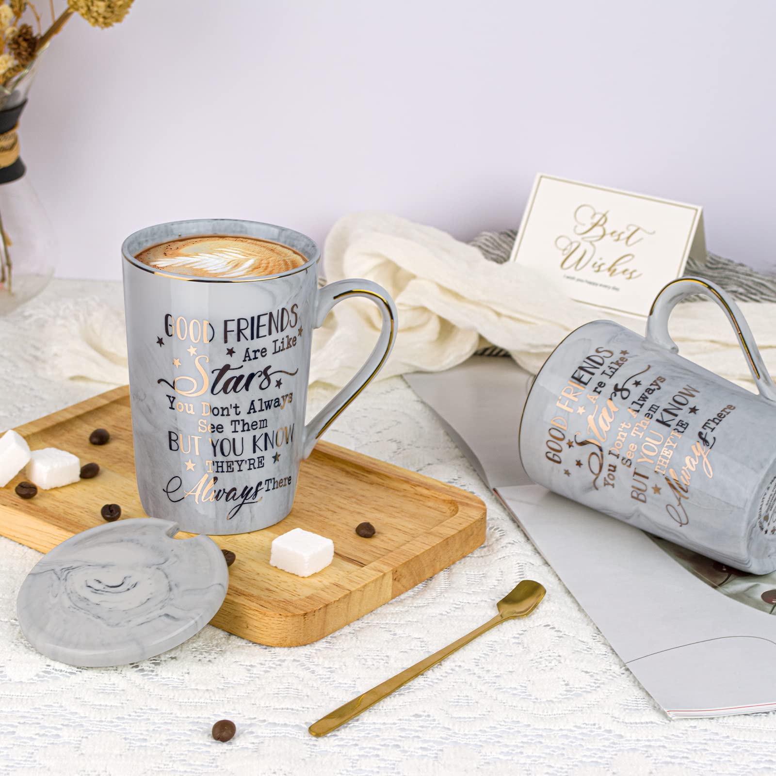 Best Friend Birthday Gifts for Women - Birthday Gifts for Women Friends - Perfect Birthday Gifts Ideas for Her  Male Friends  Best Friend  BFF  Sister - Friends Ceramic Marble Coffee Mug 14 Oz Grey