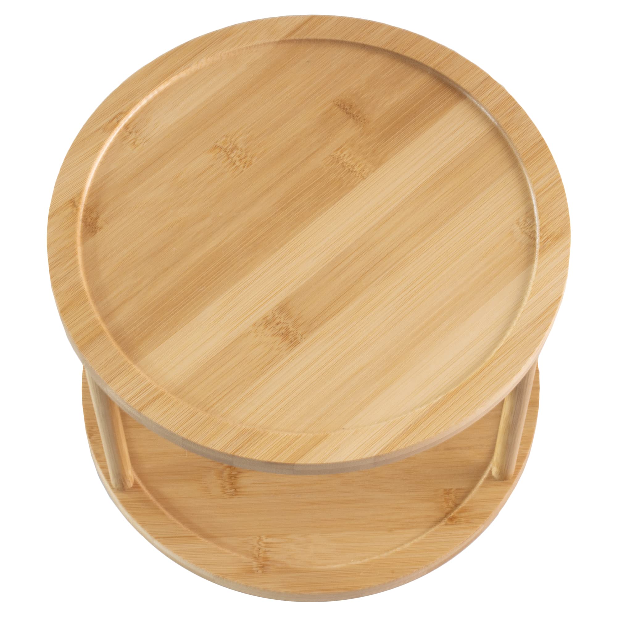 Tb Home Two-Tier Bamboo Wood Lazy Susan Organizer Kitchen Turntable For Cabinet, Table Or Pantry Organization