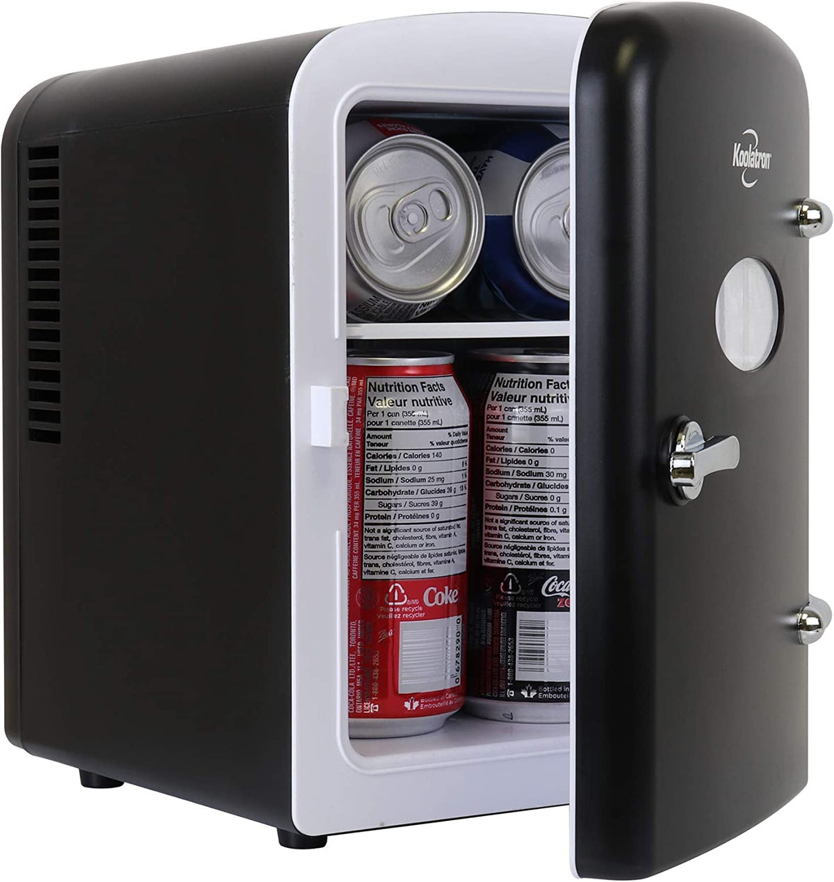 Koolatron Retro Mini Portable Fridge, 4L Compact Refrigerator For Skincare, Beauty Serum, Face Mask, Personal Cooler, Includes 1