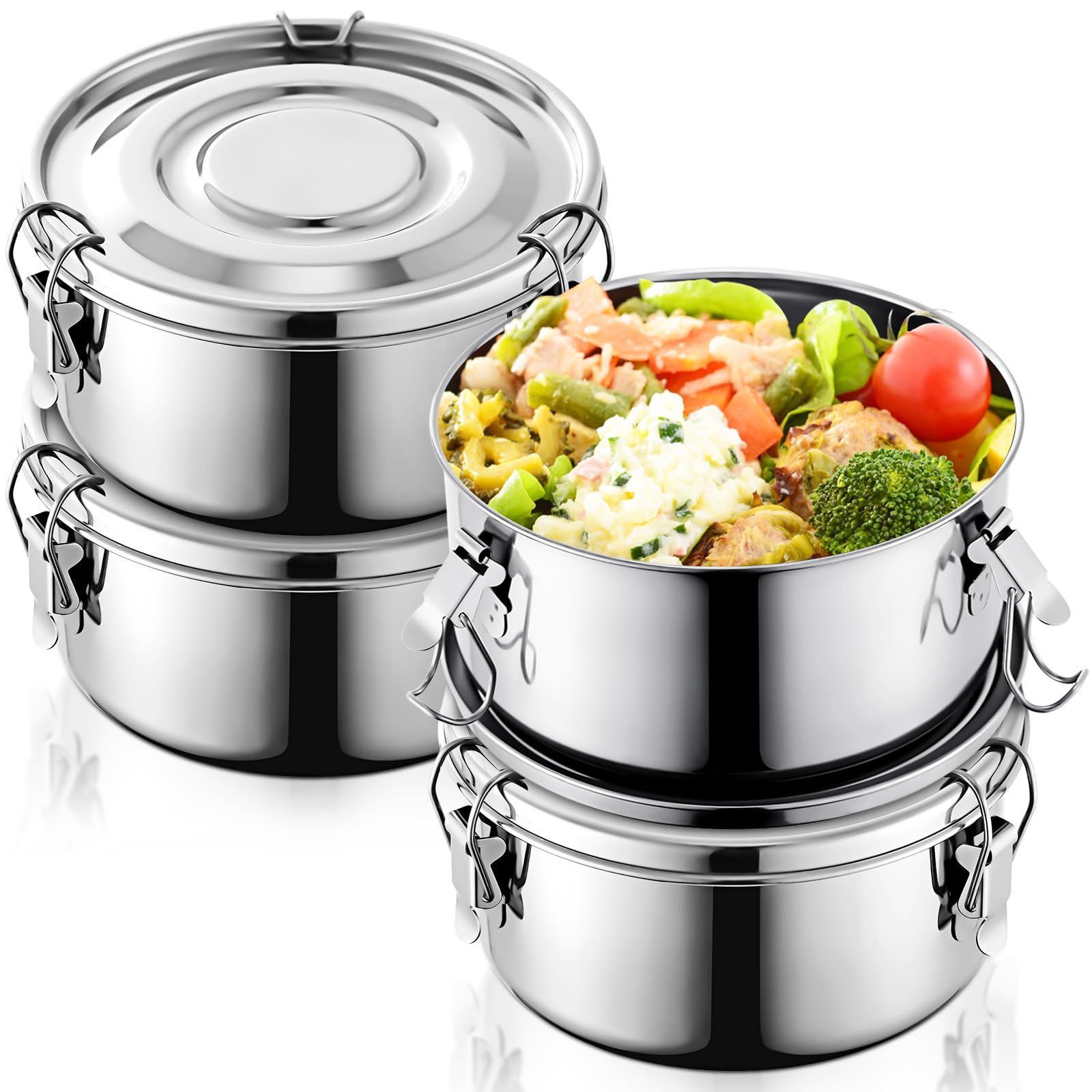 Skybooly 4 Pcs Small Stainless Steel Bento Box Bulk, 13 oz