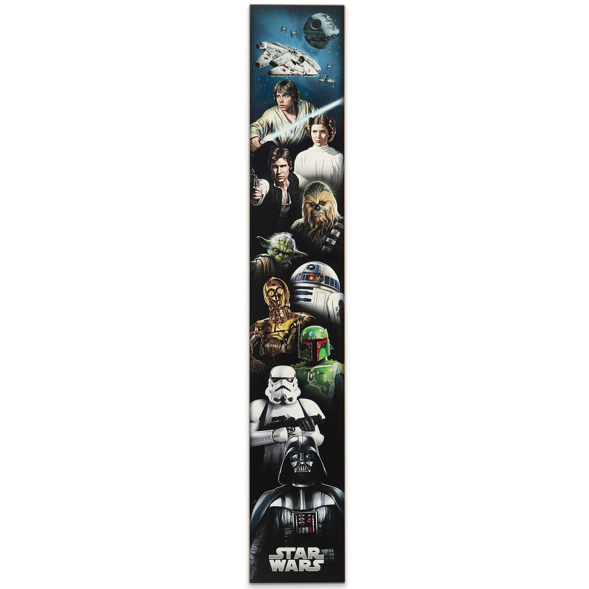 Open Road Brands Disney Star Wars Line Up Vertical Wood Wall Decor - Classic Star Wars Wall Art For Home Decorating