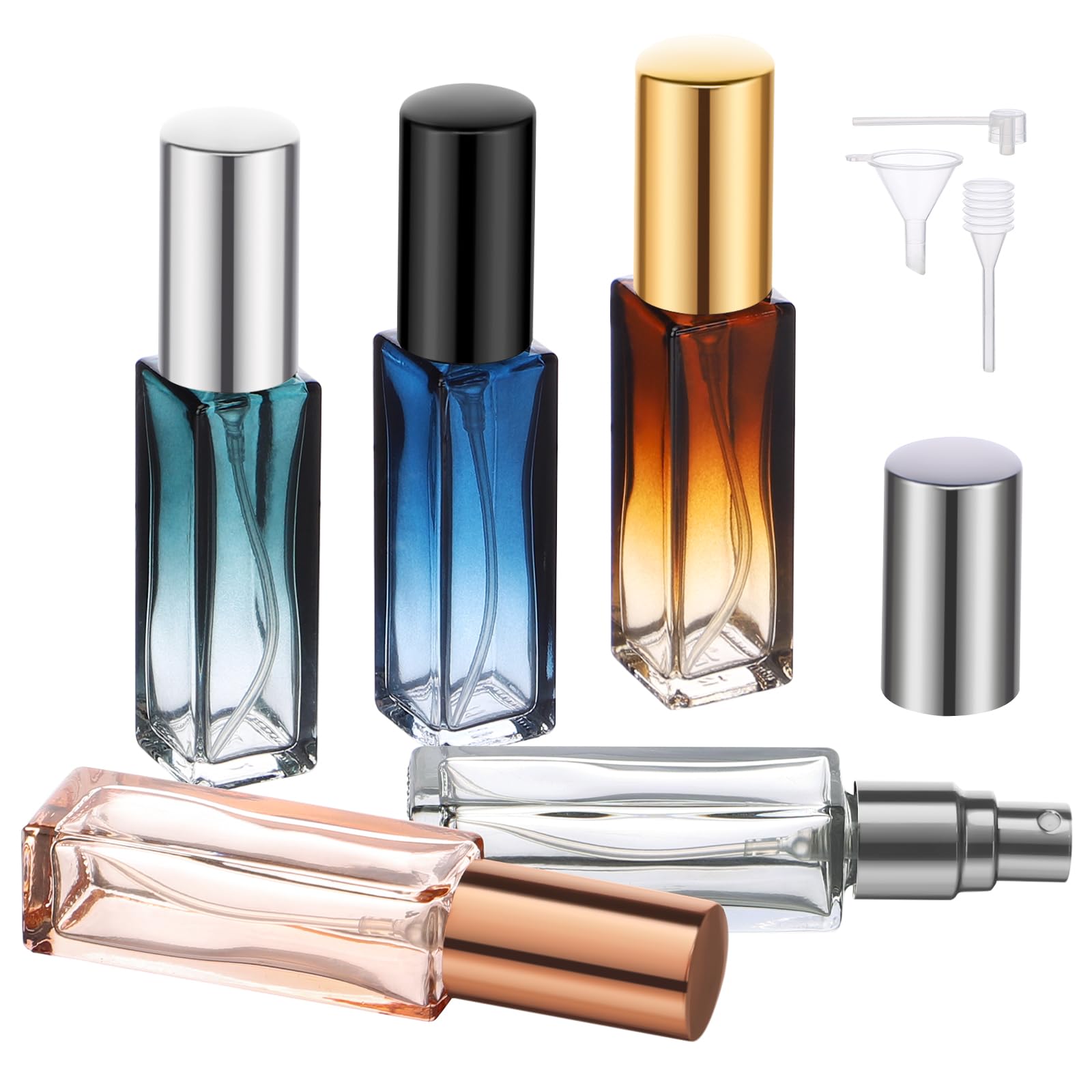 Segbeauty Glass Perfume Bottle Set, 5 Pack Of 10Ml Mini Travel Atomizer Sprayer For Perfume, Empty Refillable Press Pump Bottle