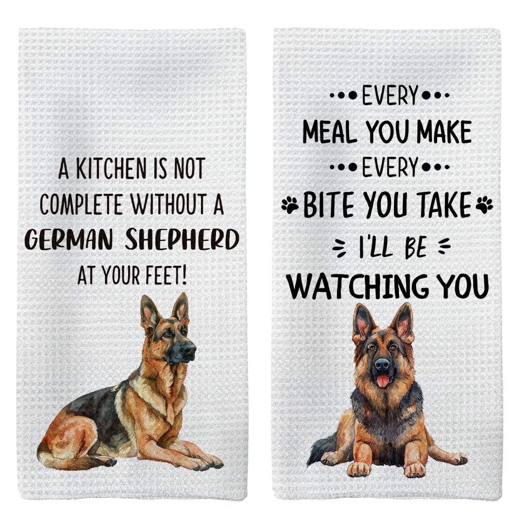Tzhim German Shepherd Gifts Kitchen Towels Set Of 2, German Shepherd Gifts For Women Dish Towels Tea Towels For Kitchen, German