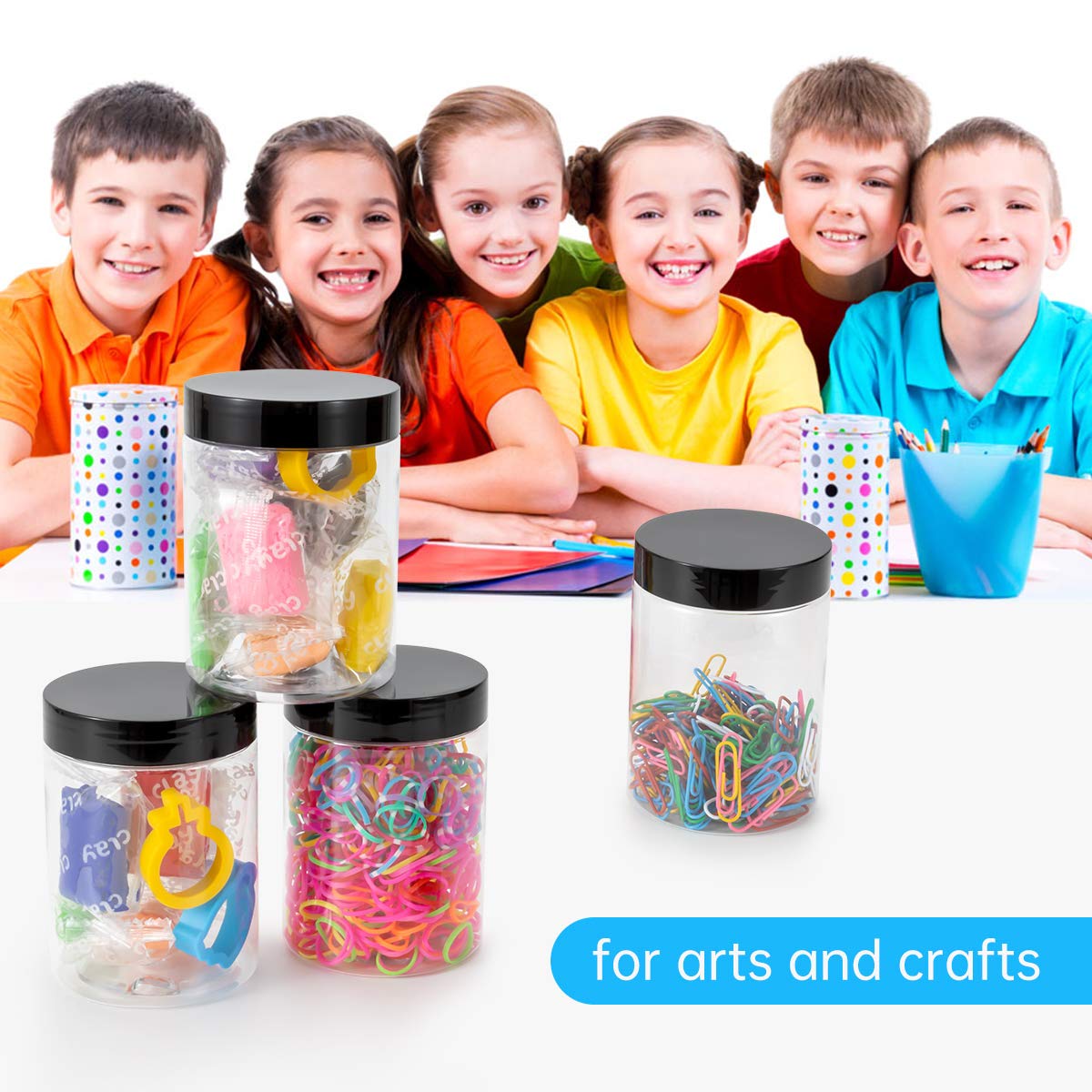 Testyu 10 Pcs Plastic Jars With Lids, 10 Oz Wide Mouth Jars With Airtight Lids, Clear Empty Slime Containers With Lids, Multipur