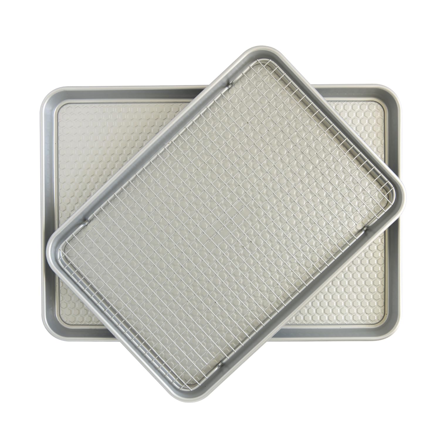 Nordic Ware Honeycomb Embossed Nonstick Baking And Cooling Set, Silver, 3-Piece