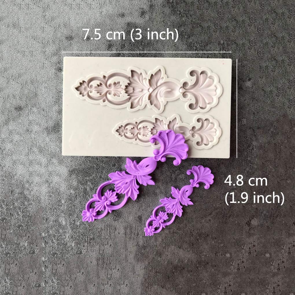 Juland 5 Pcs Silicone Fondant Cake Mold Baroque Style Curlicues Scroll Mold For Sugarcraft, Cake Border Decoration, Cupcake Topp