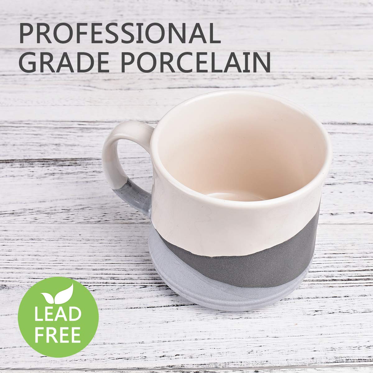 Bosmarlin Large Stoneware Coffee Mug, Big Tea Cup for Office and Home, 21 Oz, Dishwasher and Microwave Safe, 1 PCS (Geometry-Gre