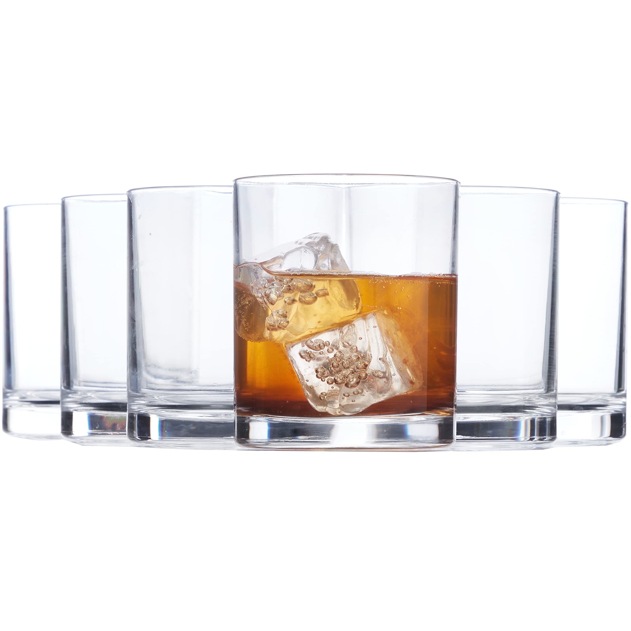 US Acrylic Classic Clear Plastic Reusable Drinking Glasses (Set of 6) 12oz Rocks Cups | BPA-Free Tumblers, Made in USA | Top-Rac