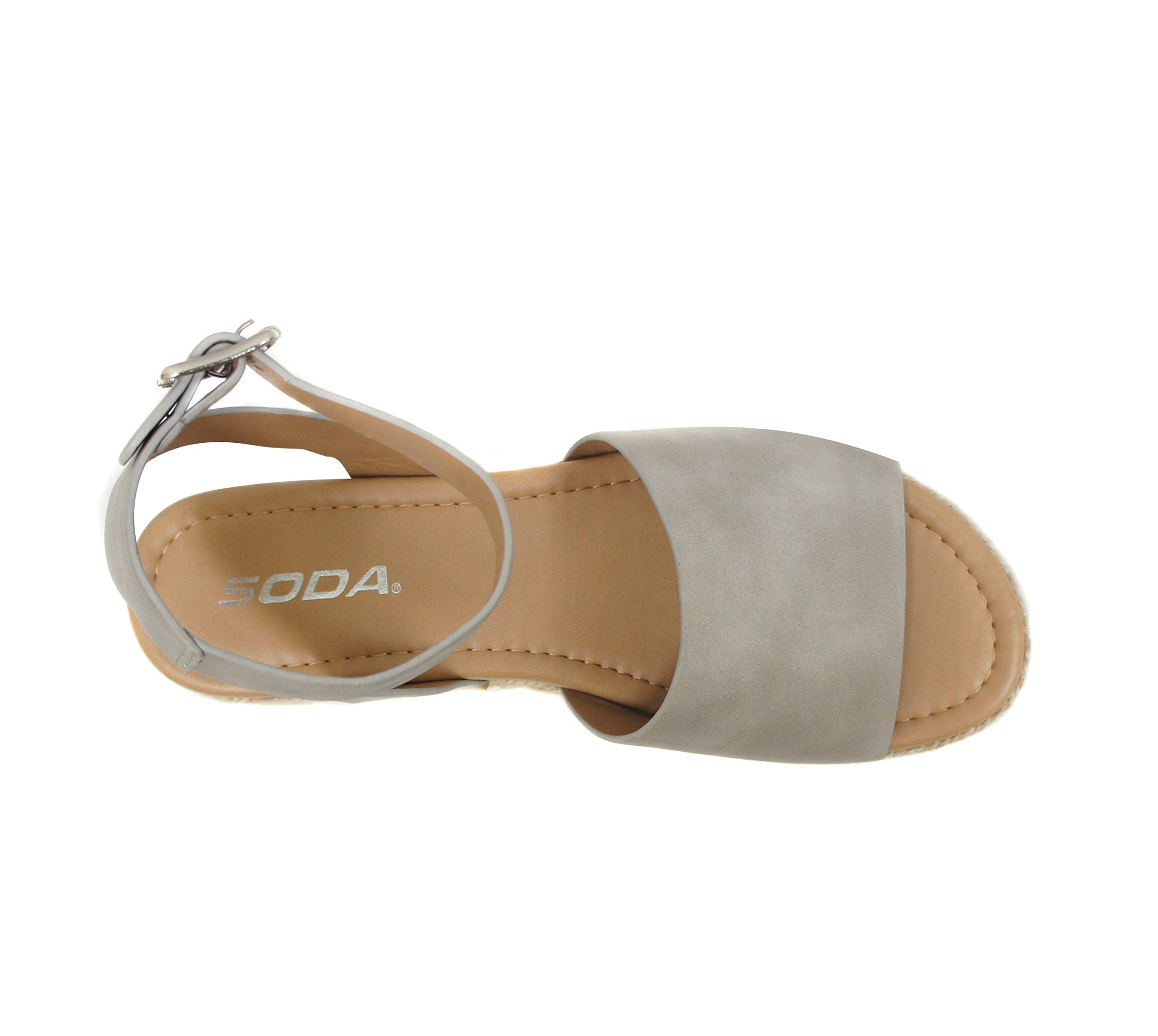 Soda Topic Open Toe Buckle Ankle Strap Espadrilles Flatform Wedge Casual Sandal (11, Dove Grey)