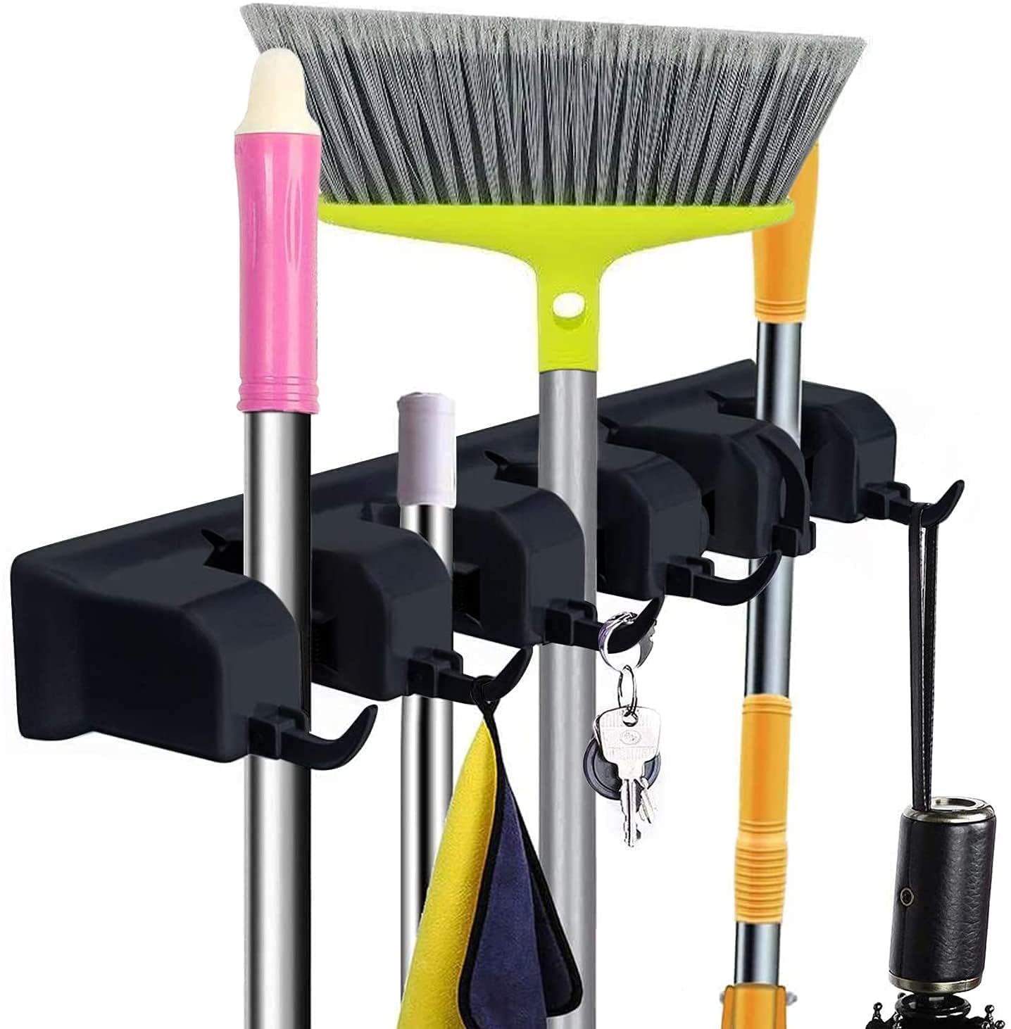 Golden Bird Heavy Duty Mop And Broom Holder Wall Mount Tool Organizer Garden Tool Organizer  NonSlip, Weatherproof For Garage 