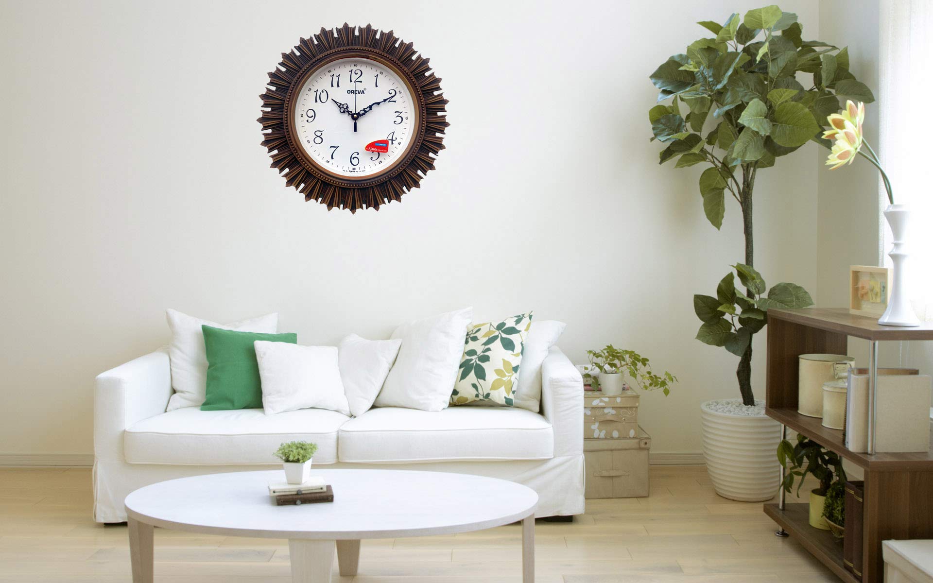 Oreva Aq 6197 Plastic Wooden Look Designer Wall Clock (32.5 X 32.5 X 4.8 Cm), Brown - Analog