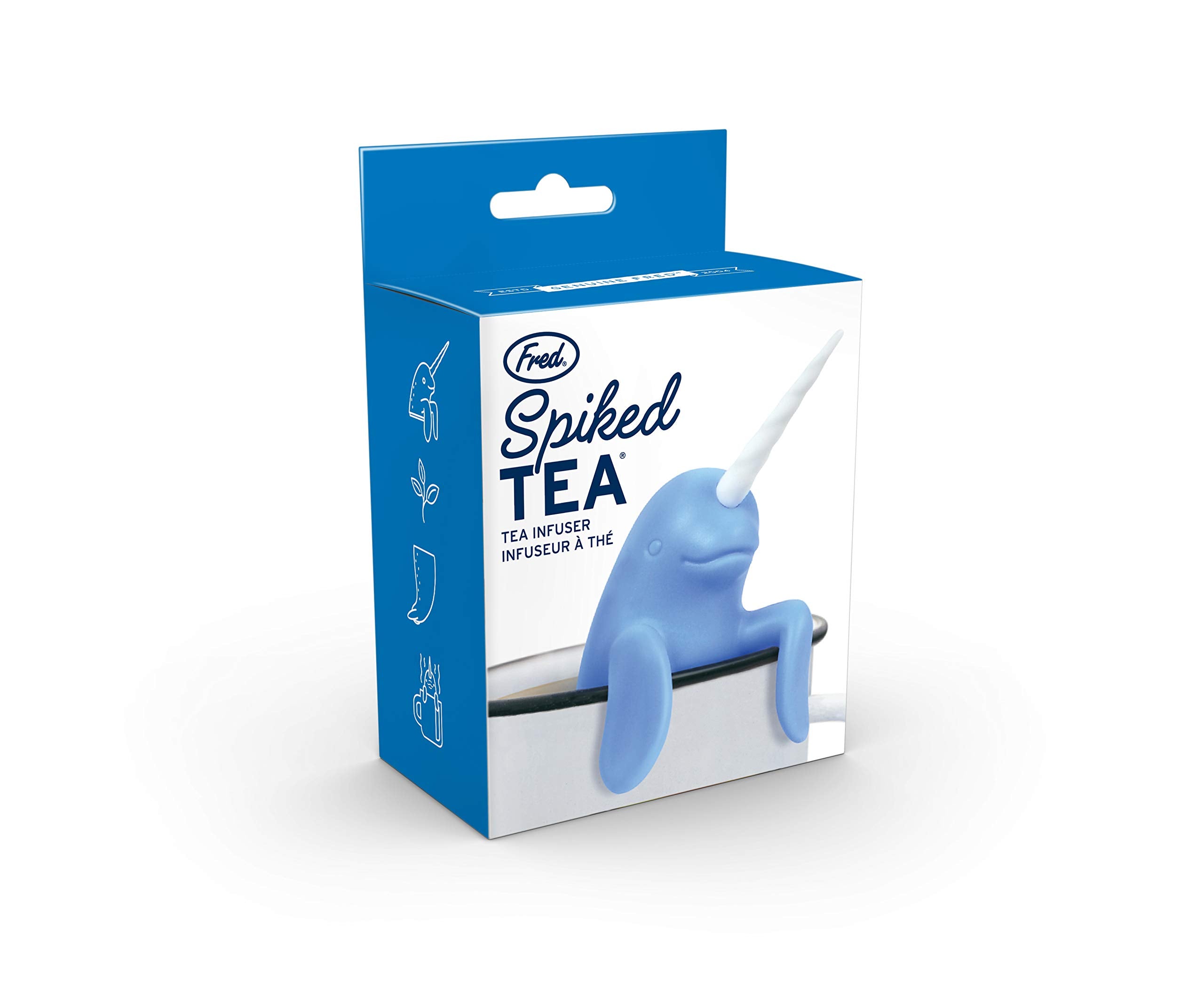 Genuine Fred, Spiked Tea, Narwhal Reusable Silicone Tea Infuser, Blue, Fun Gift For Tea Lovers, Clever Kitchen Gadget