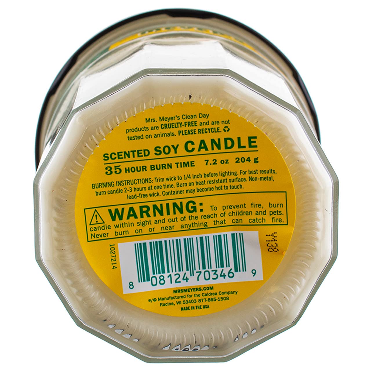 MRS. MEYER'S CLEAN DAY Aromatherapy Candle, 35 Hour Burn Time, Made with Soy Wax and Essential Oils, Honeysuckle, 7.2 Oz, Pack o