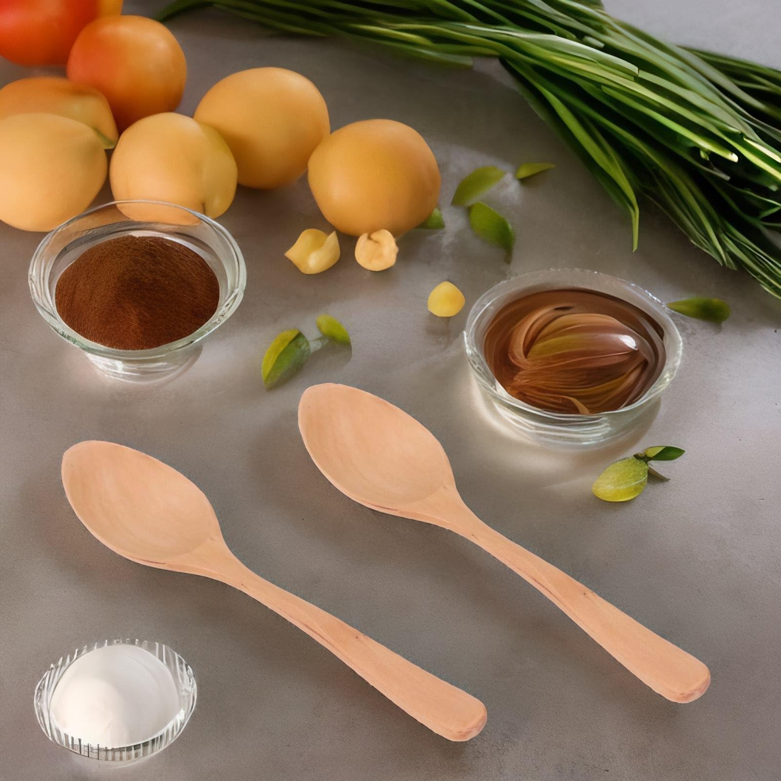 Beufee 7 Inch Wooden Cooking Spoons - 2PCS, Wood Serving Spoons for Mixing, Stirring, Tasting, Soup & Daily Use, Model: Beufeegmiaorq