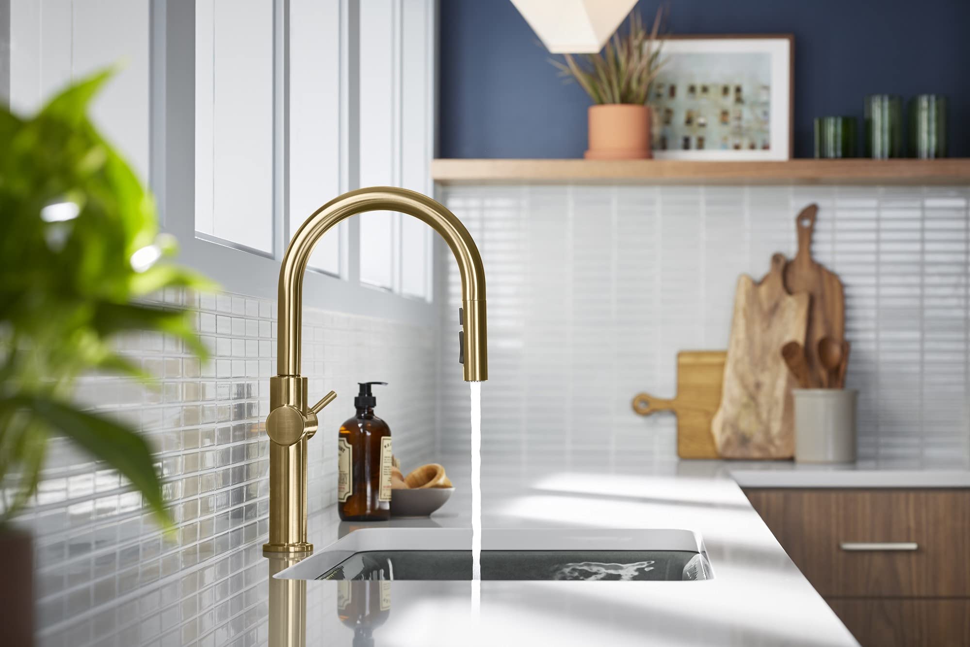 Kohler 22974-2Mb Crue Touchless Kitchen Faucet With Pull Down Sprayer, Pull Down Kitchen Faucet With Touchless Activation, Motio