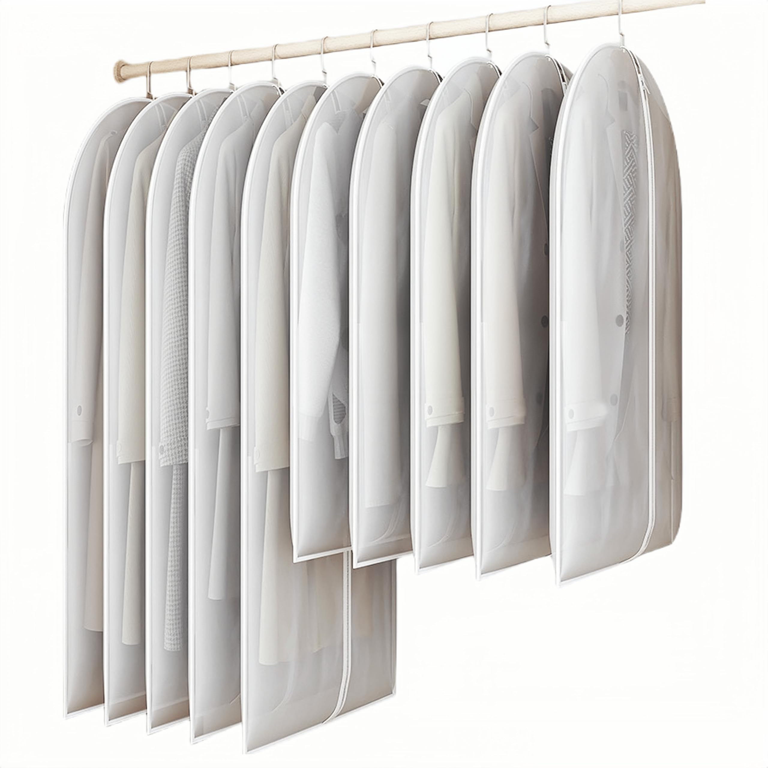 Maylmc 20 Pack Small Size Clear Garment Bags For Hanging Clothes With Full Zipper For Closet Storage, Clothes Cover For Hanging,