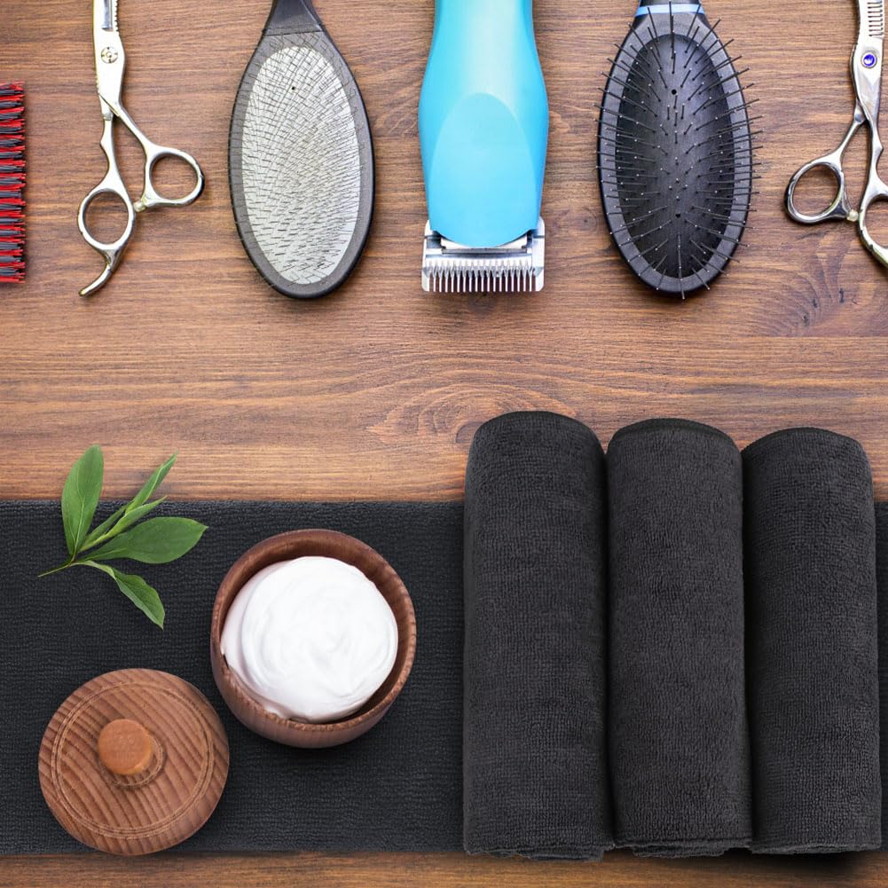 Orighty Black Salon Towels Extra Large, Pack of 24(Not Bleach Proof, 18 x 30 Inches) Super Soft Gym Towels and Absorbent Microfi