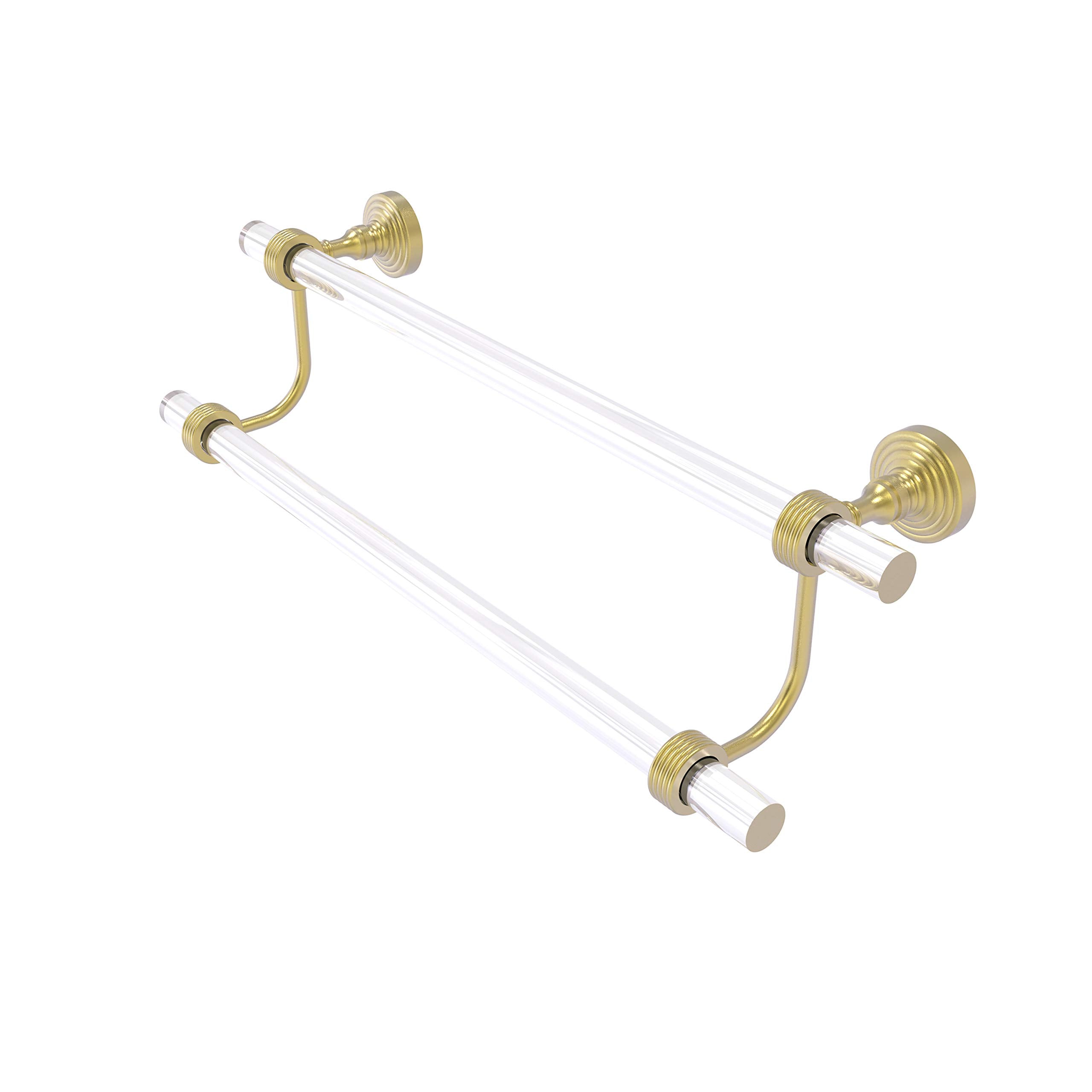 Pacific Grove Collection 18 Inch Double Towel Bar with Groovy Accents - Satin Brass