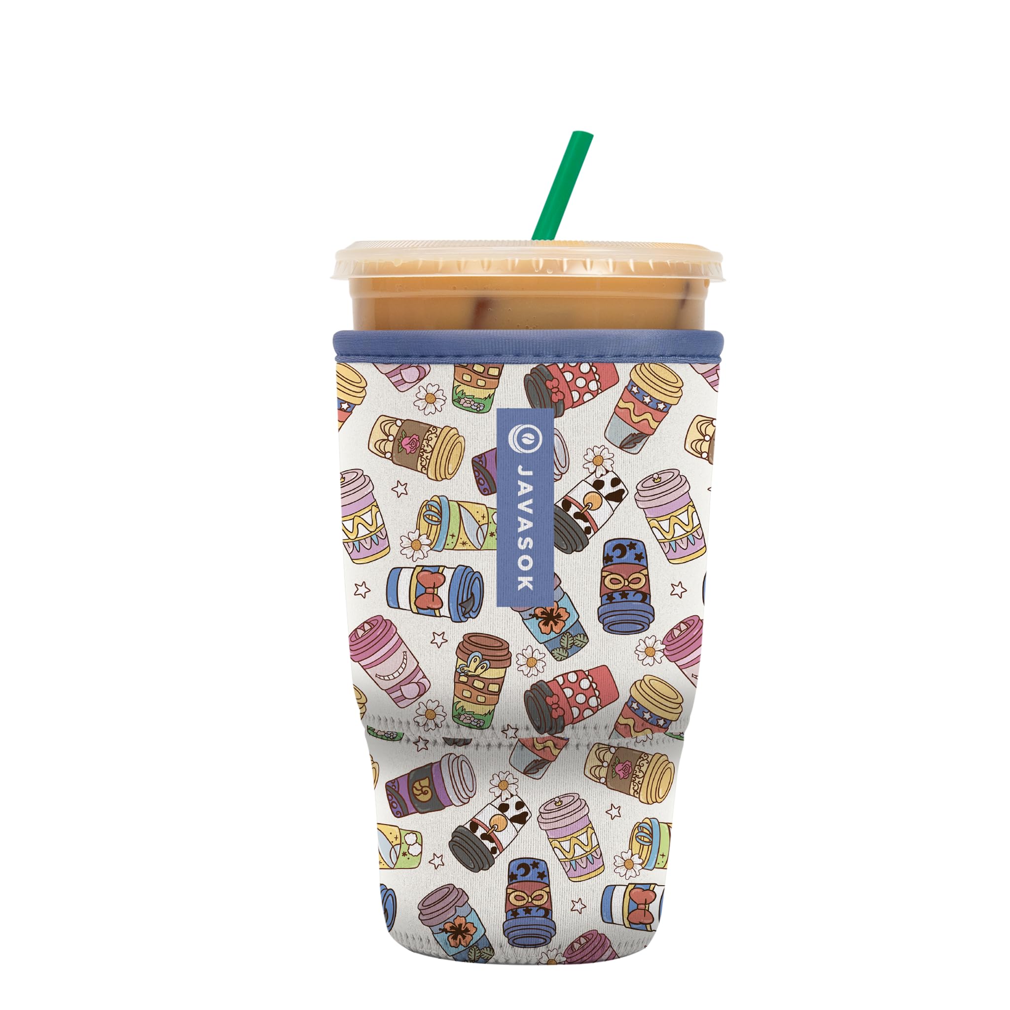 Sok It JavaSok Iced Coffee & Cold Soda Insulated Neoprene Cup Sleeve (Happiest Cup, Large: 30-32oz)