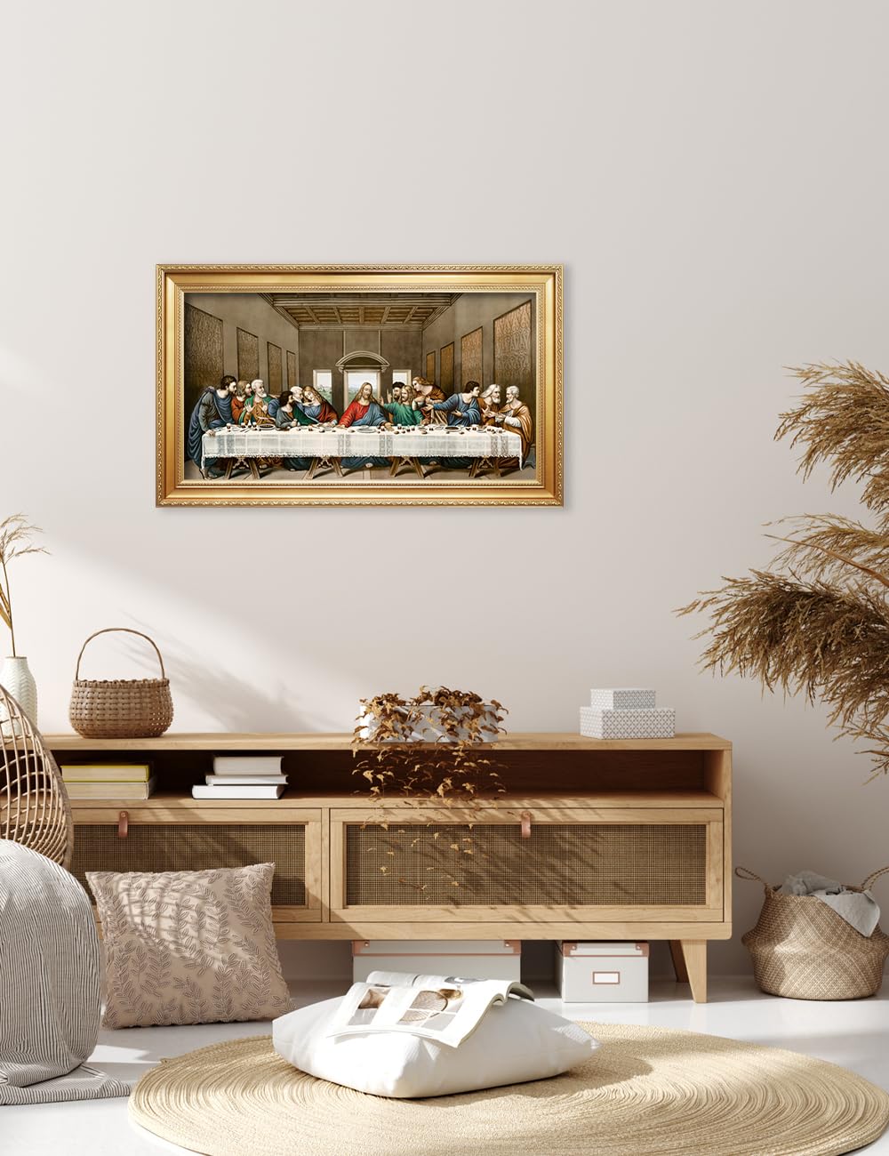 Decorarts - The Last Supper By Leonardo Da Vinci Giclee Reproducation, Giclee Prints Acid Free Cotton Canvas With Matching Gold