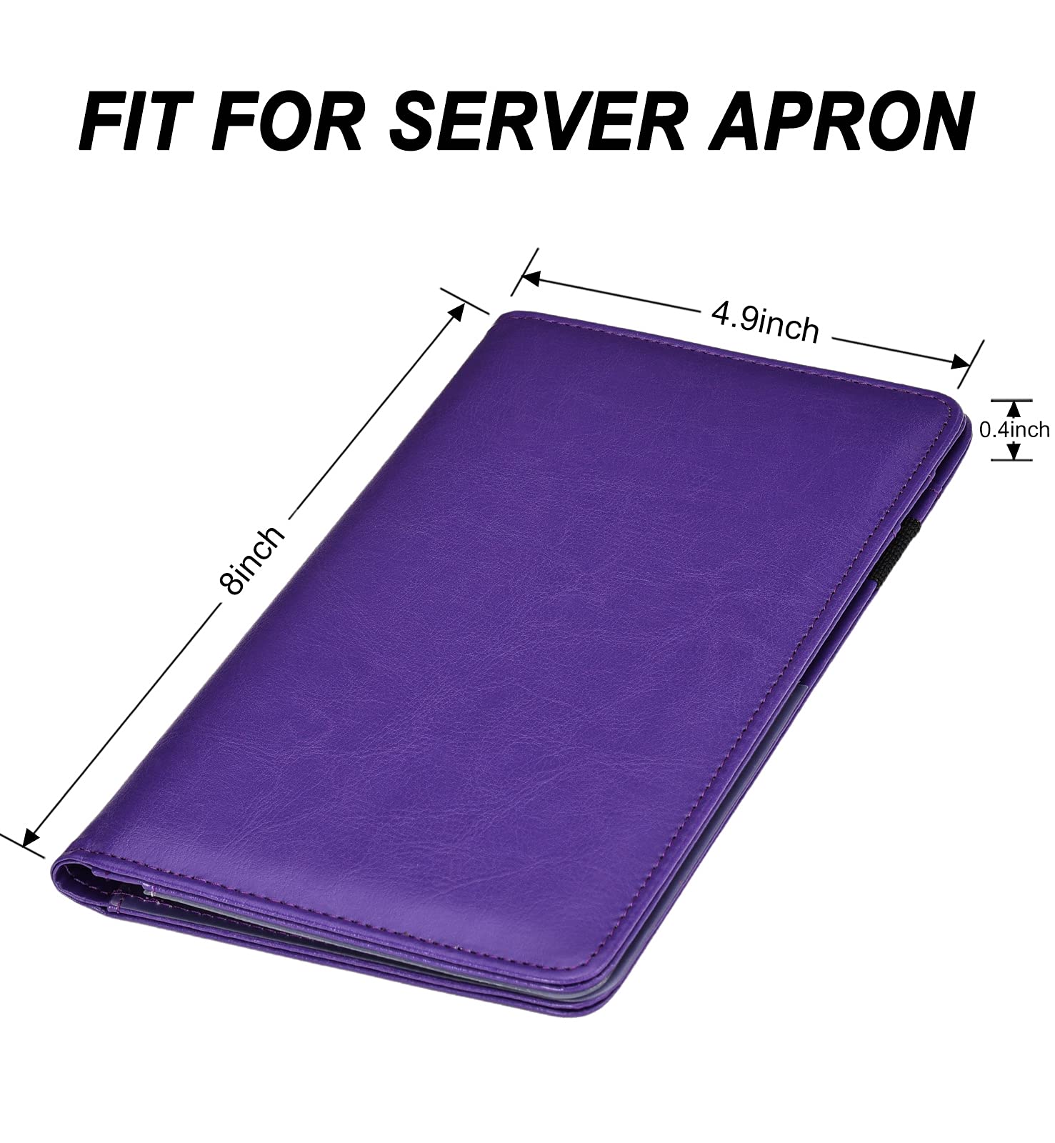 Server Books for Waitress - Leather Waiter Book Server Wallet with Zipper Pocket  Cute Waitress Book&Waitstaff Organizer with Money Pocket Fit Server Apron(Classic Purple)