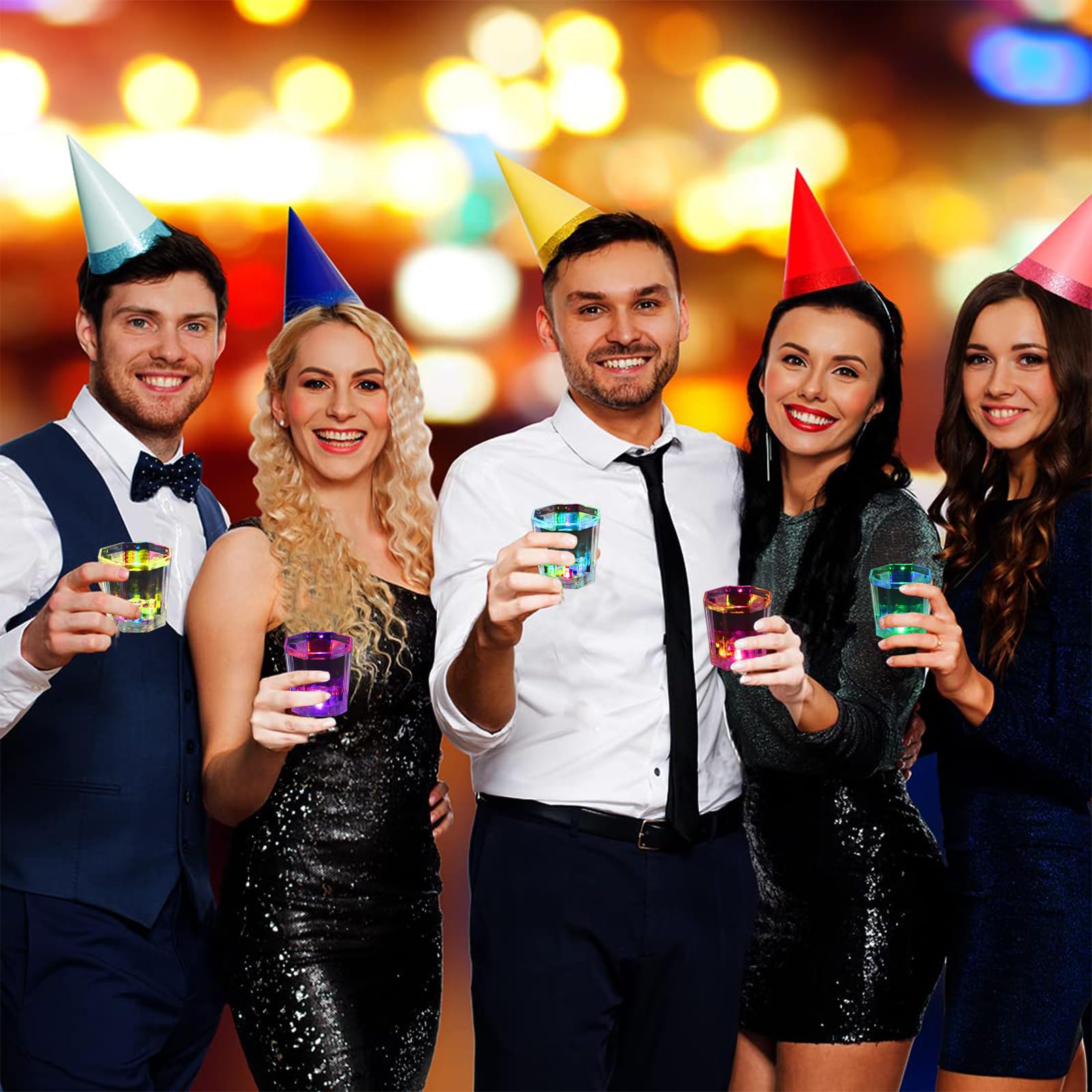 24 PCS Light Up Shot Glasses for Adults Guests Kids Glow in the Dark Birthday Led Shot Glass Glowing Party Cups for Night Club Christmas Halloween