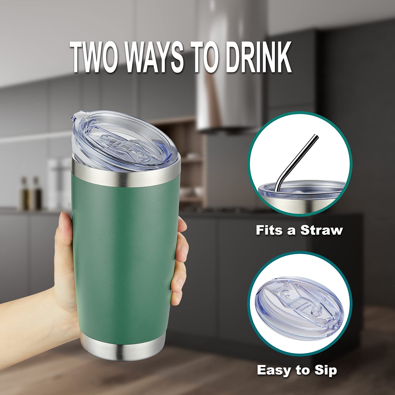 Comooo 20Oz Double Wall Vacuum Insulated Travel Mug, Stainless Steel Tumbler With Lid And Straw Durable Powder Coated Insulated