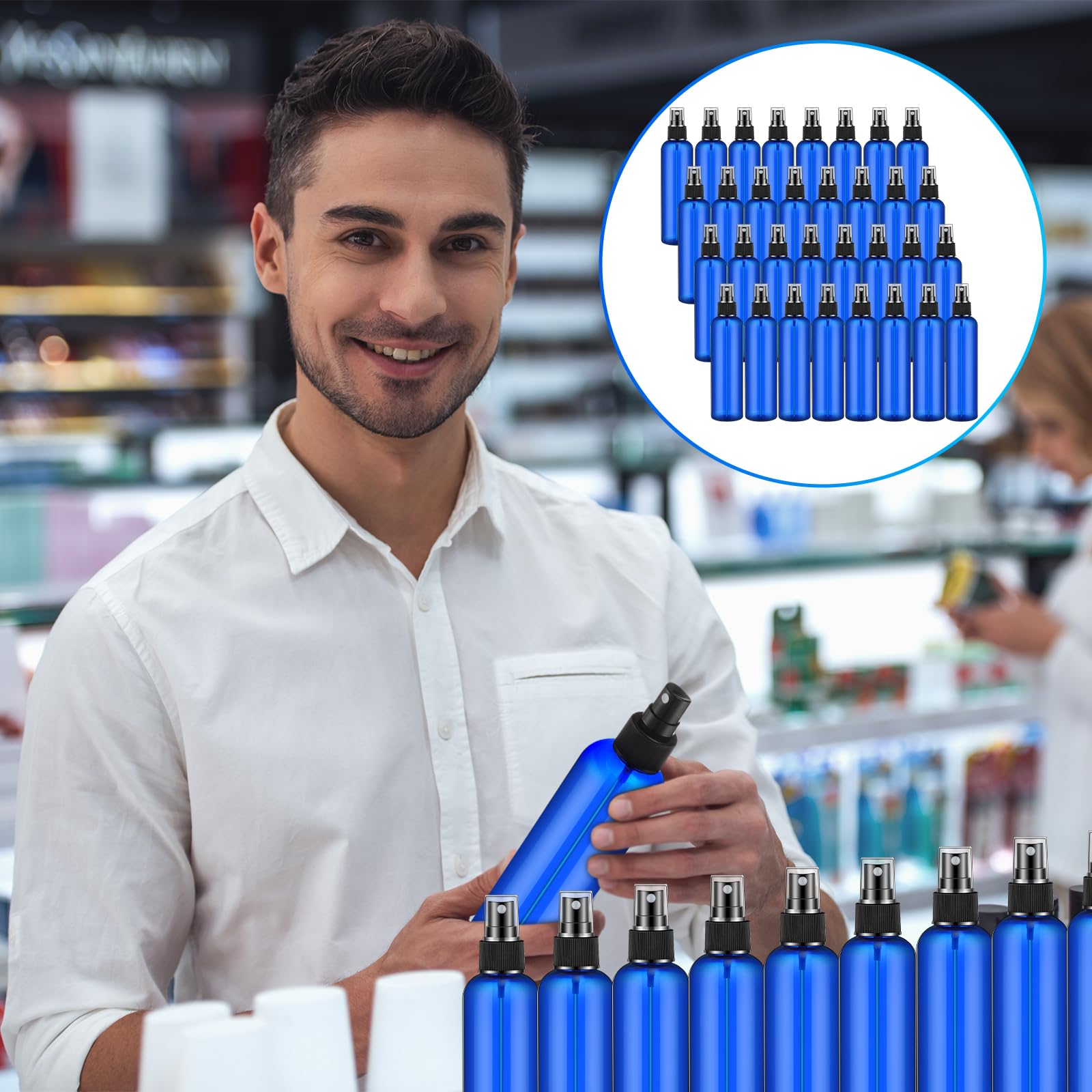 Eccliy 32 Pcs 8 Oz Spray Bottles Fine Mist Spray Bottles Clear Empty Plastic Travel Bottles Refillable Mist Sprayer With Spray C