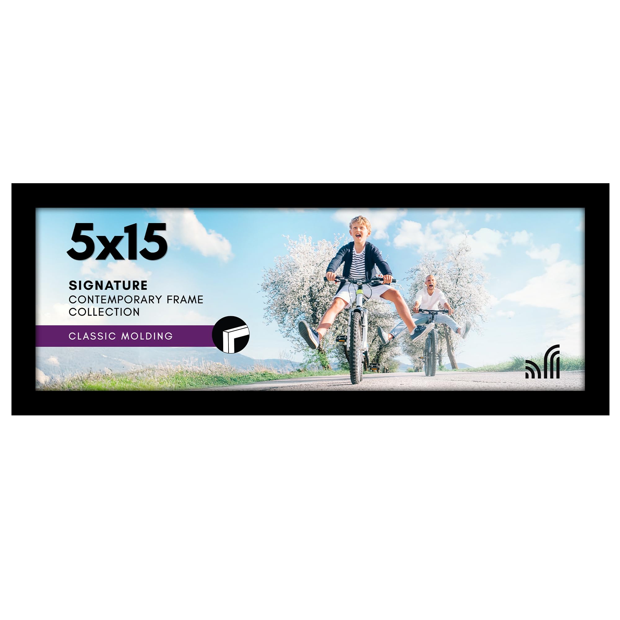 Americanflat 5x15 Picture Frame with Shatter-Resistant Glass - Signature Collection - Gallery-Style Frames Made of Engineered Wo