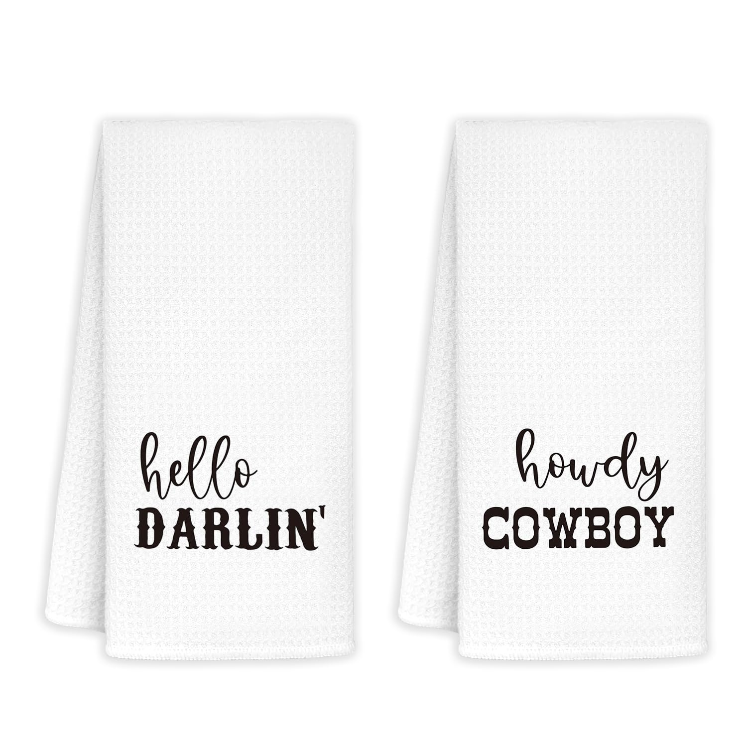 Jvpke Couples Gifts,Western Kitchen Towels,Western Bathroom Decor,Hello Darlin Howdy Cowboy Kitchen Towels Set Of 2,Gifts For Co